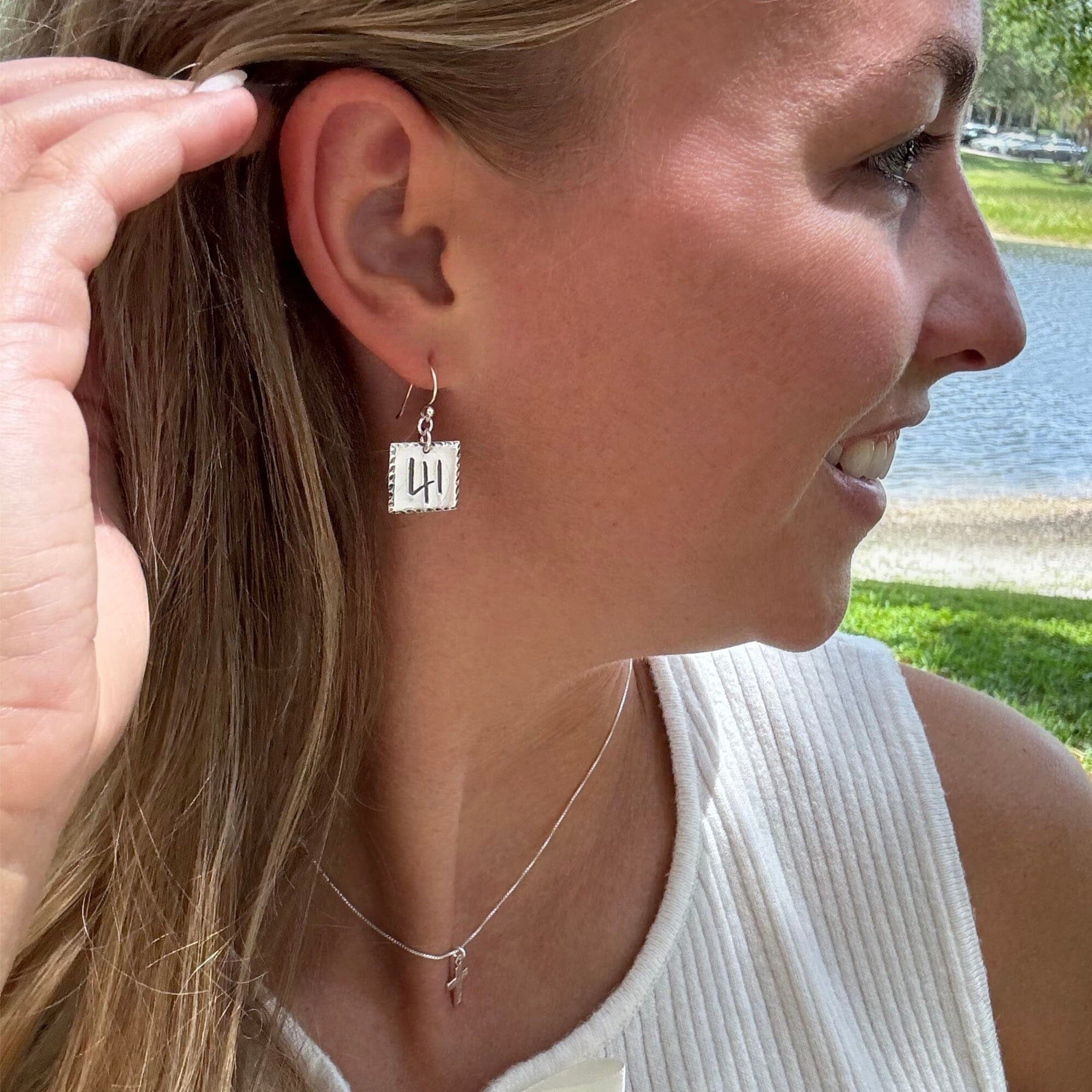 standard size 41 Earrings paired with The Vine Necklace