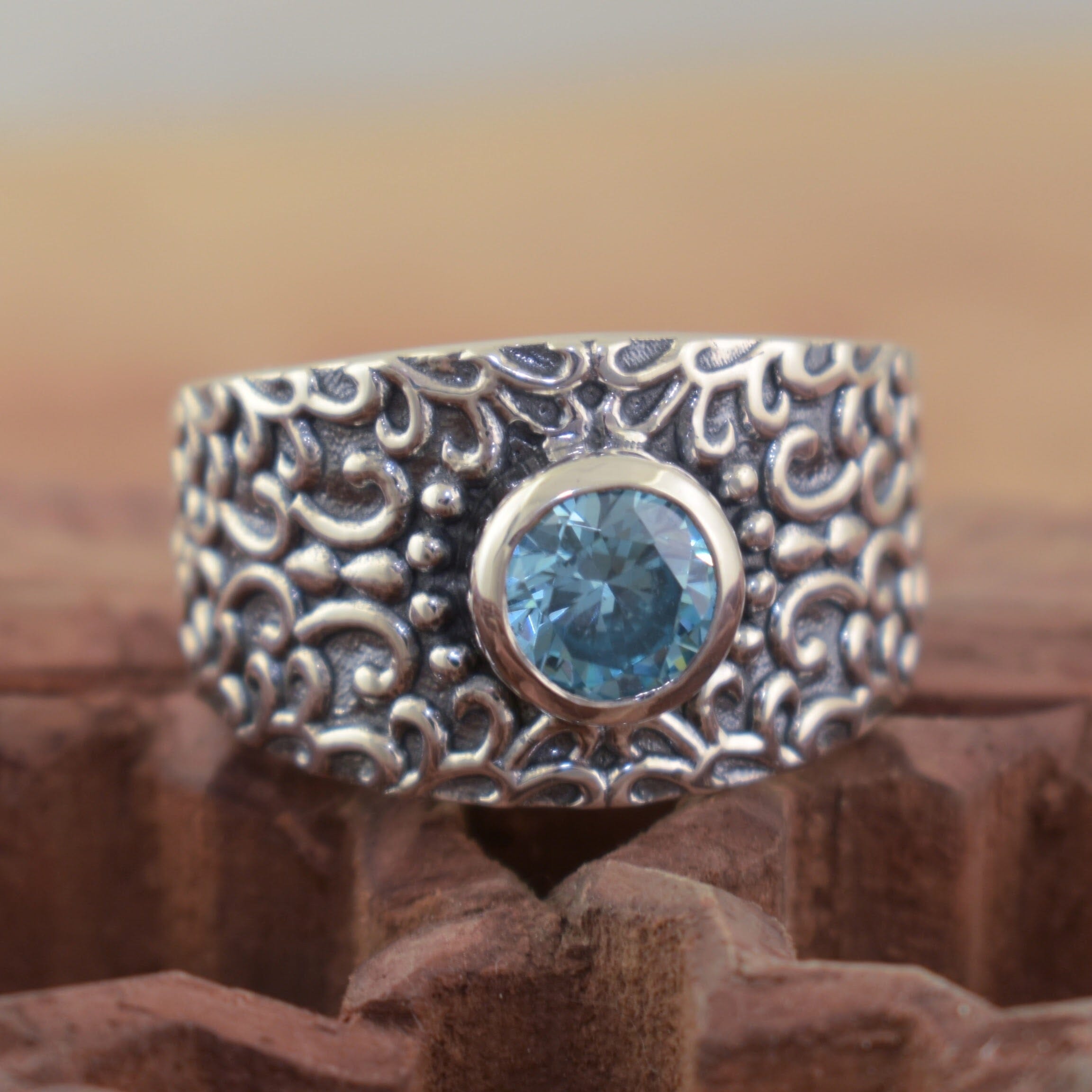 bezel set stone in a statement ring