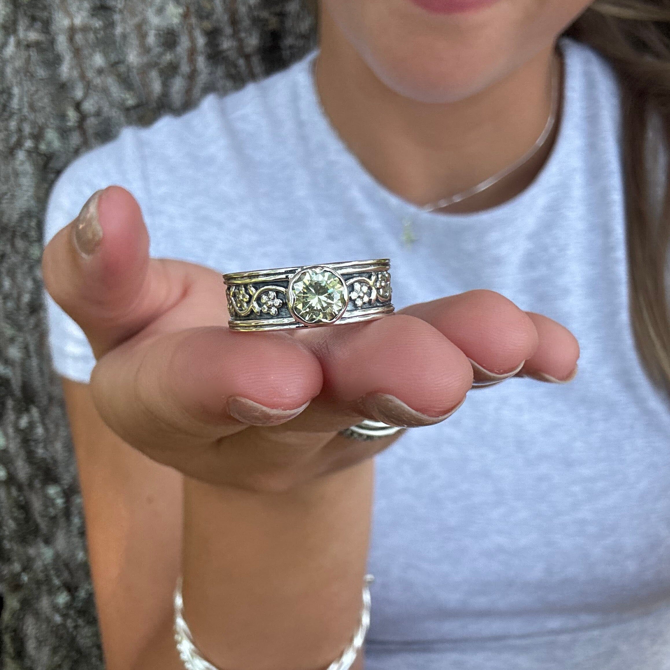 Callawassie flower ring sterling silver