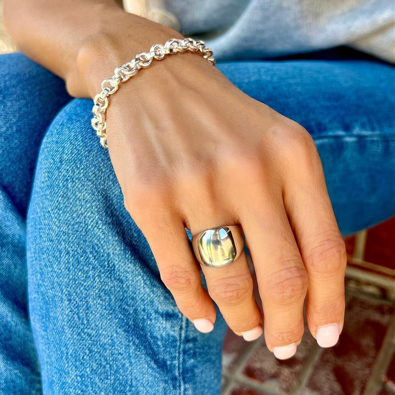 .925 sterling silver dome ring