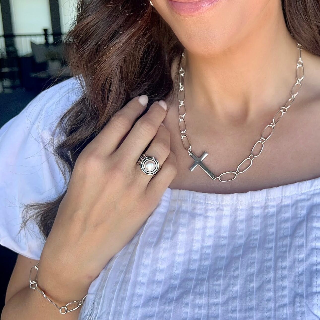 Ella Ring paired with Forever Linked matching Necklace and Bracelet