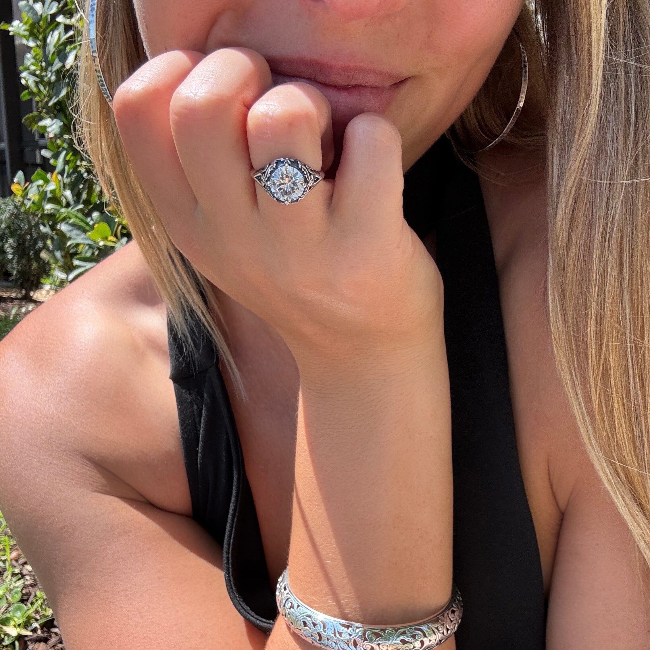 Estately Ring paired with Sterling Vineyard Bangle