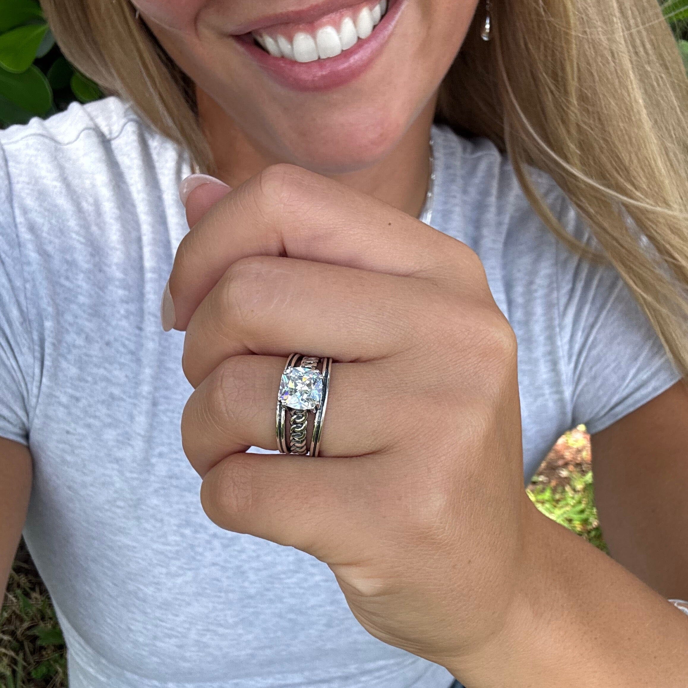sterling silver triple band ring