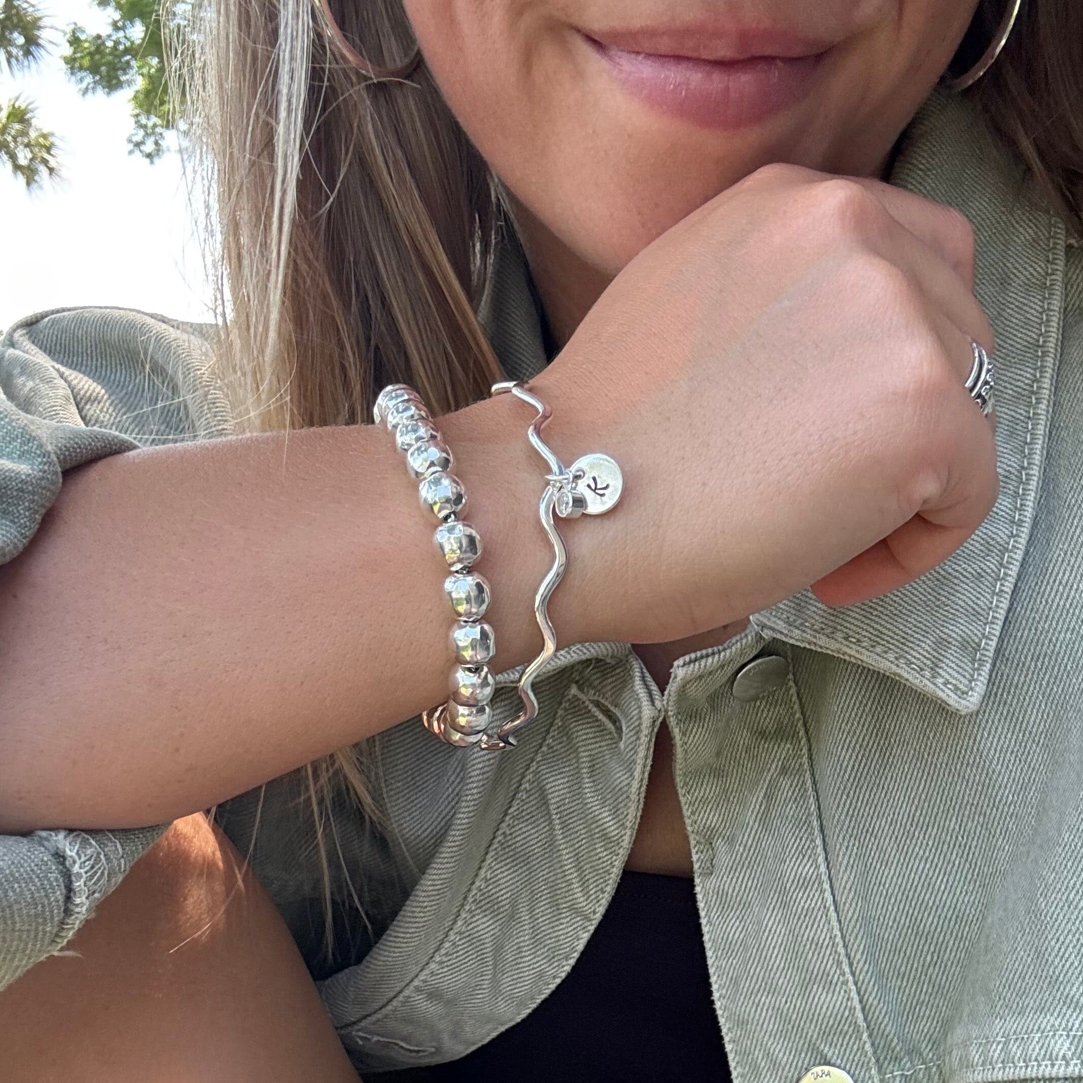 Keepsakes Bangle stacked with Influencer Bracelet