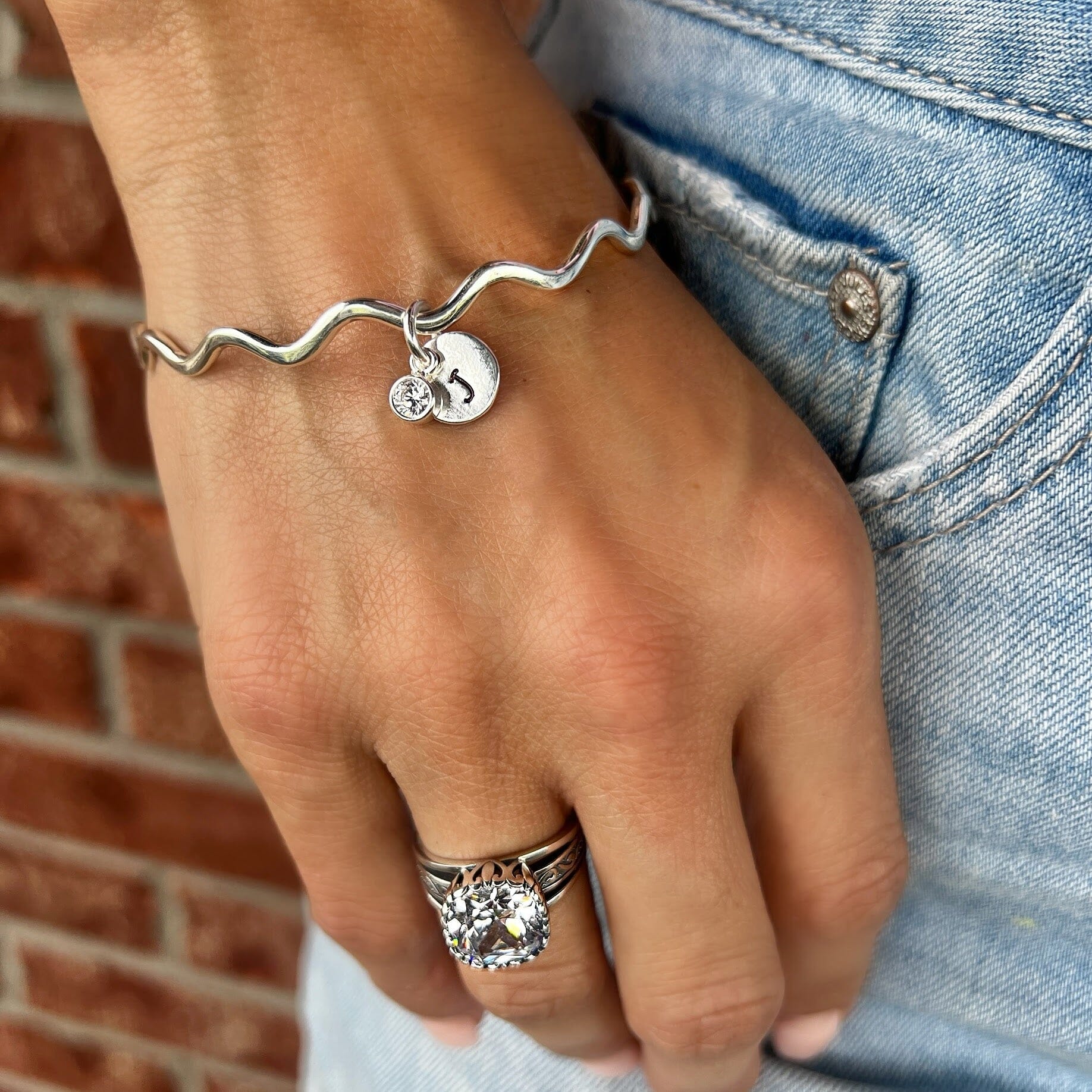 Keepsakes Bangle paired with Loud and Clear Ring