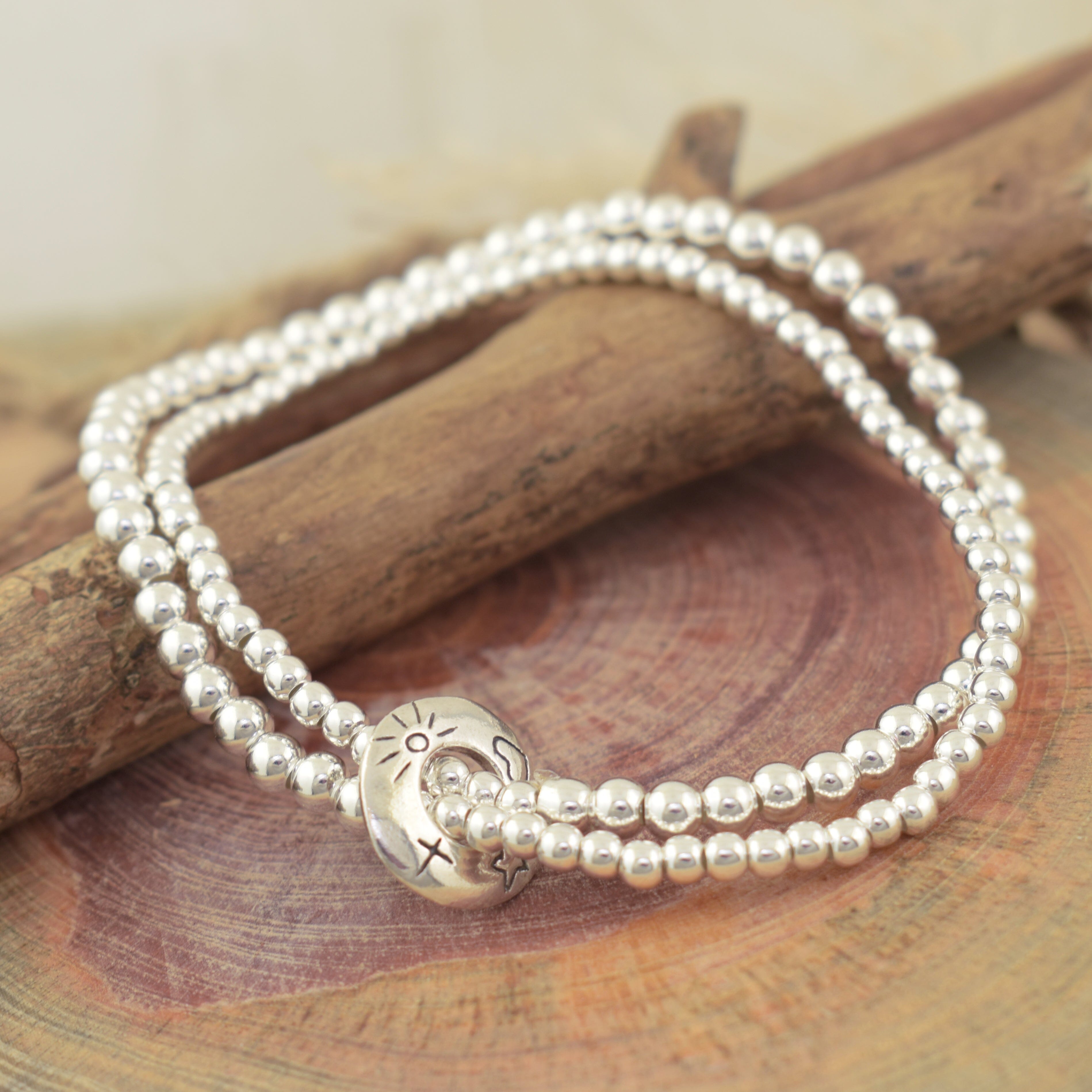 Christian-inspired high polished stering silver bracelet