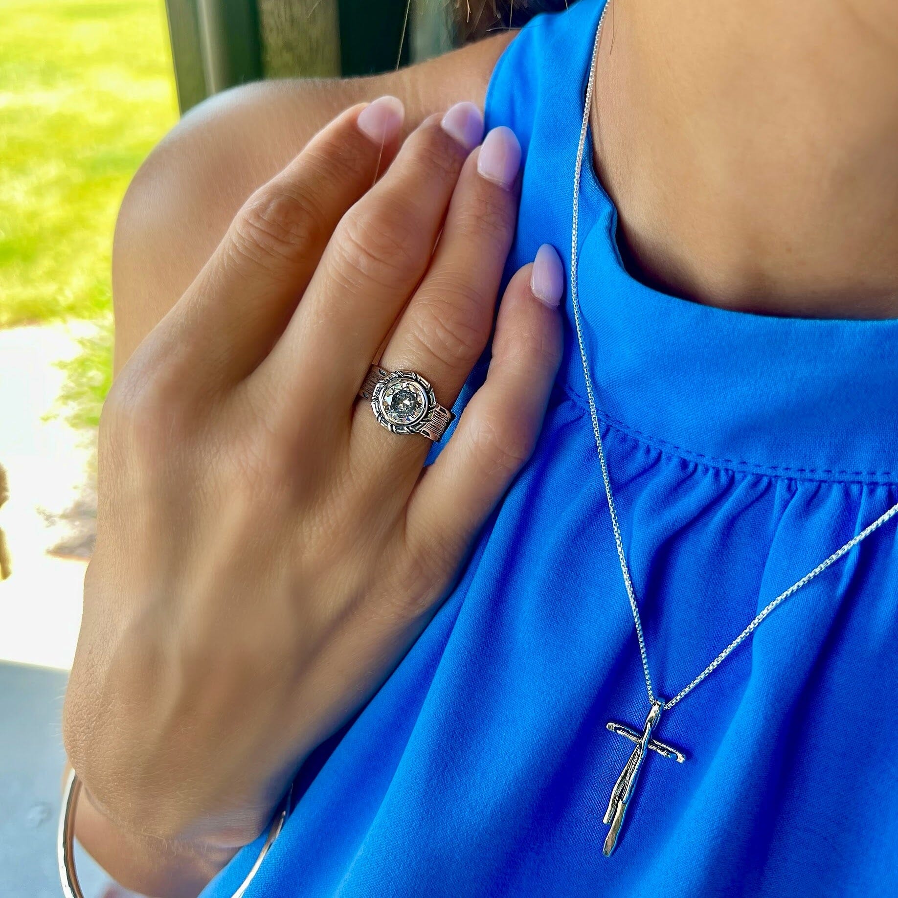 Lover's Lane ring paired with my-Go-to bangle, and it is finished necklace