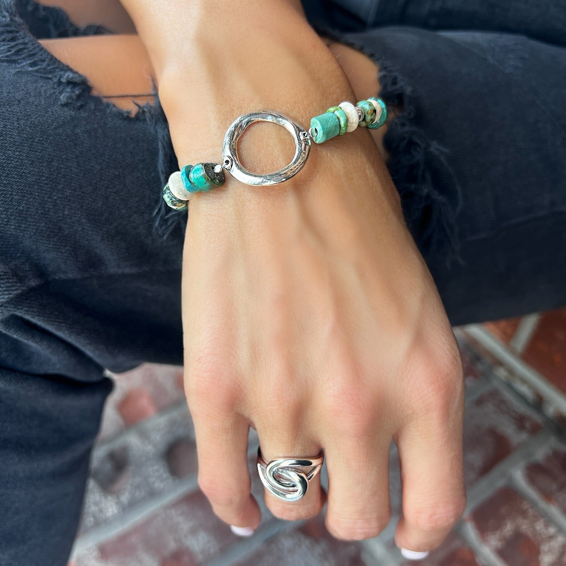 Mesa Loop bracelet paired with the Sisters ring