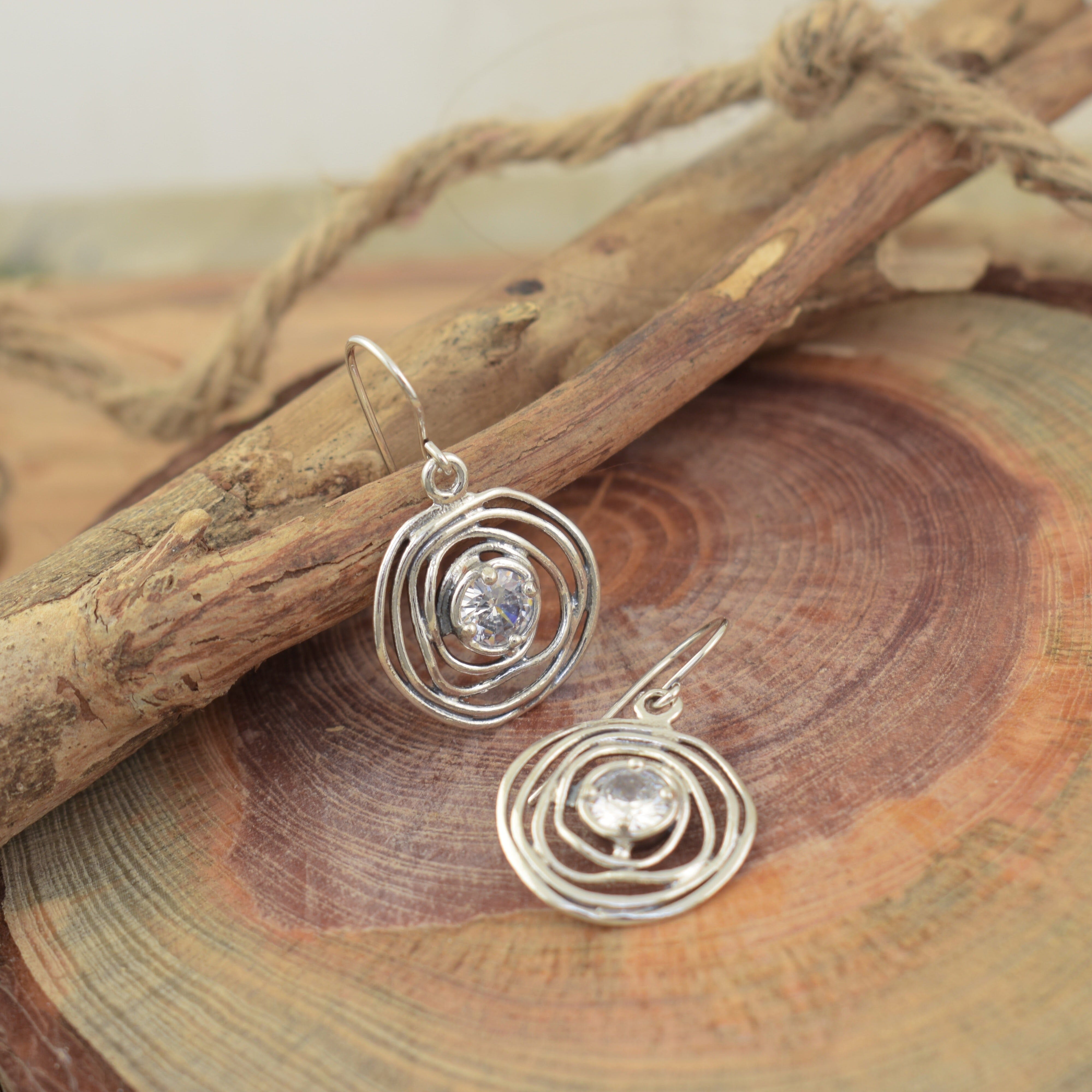 Handcrafted sterling silver and cz bling earrings