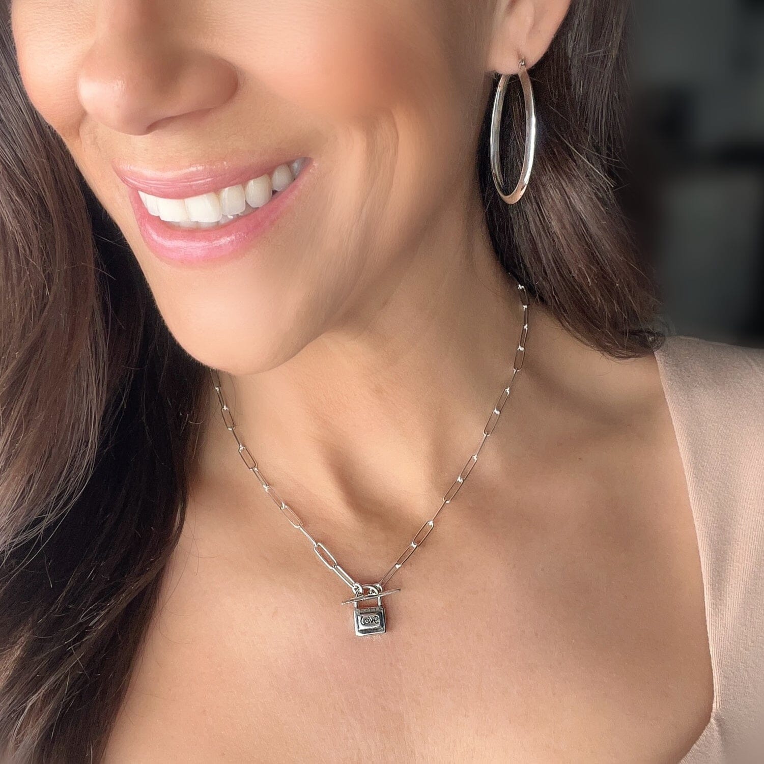 toggle clasp locket necklace on a paperclip chain