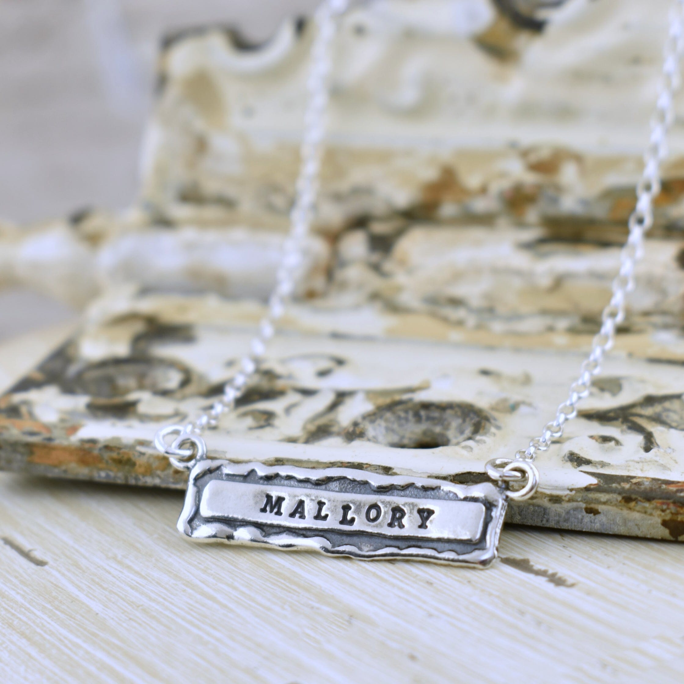 .925 sterling silver bar necklaces personalized with your name