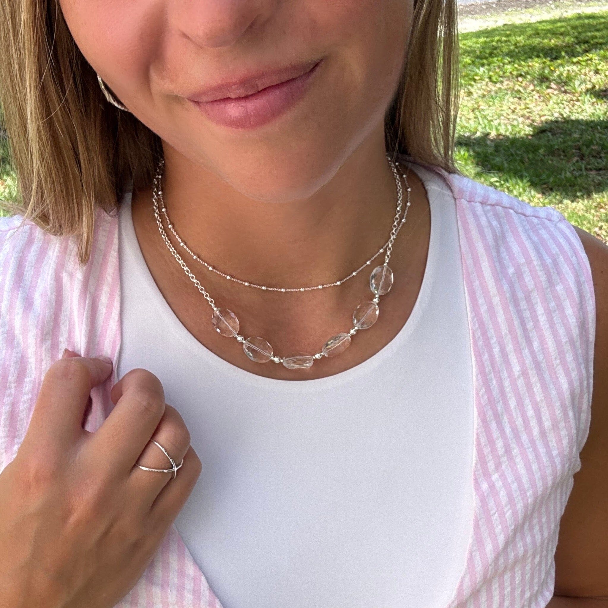 Pizzazz Necklace layered with Lit'l Bead Station Choker