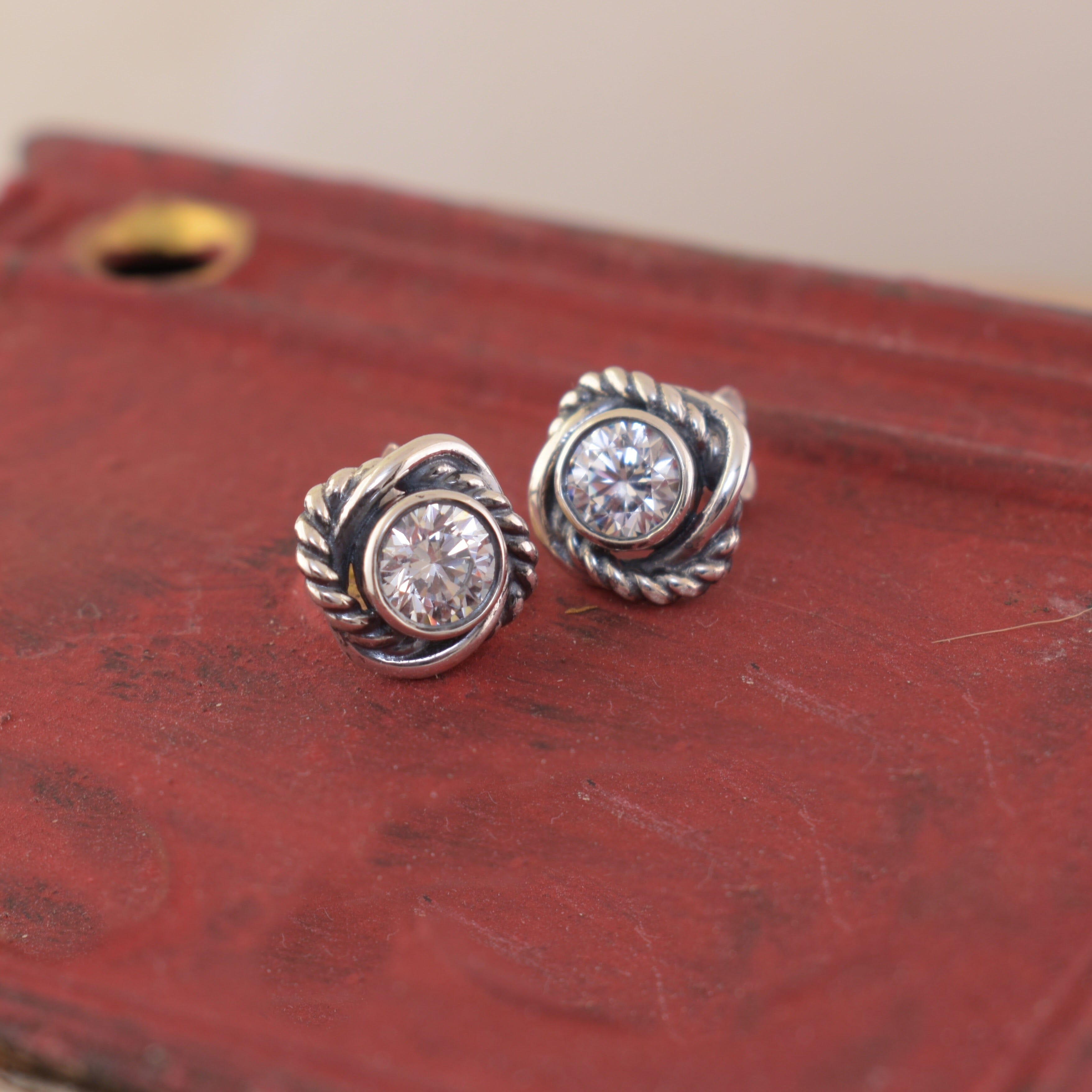 clear CZ stone post back earrings