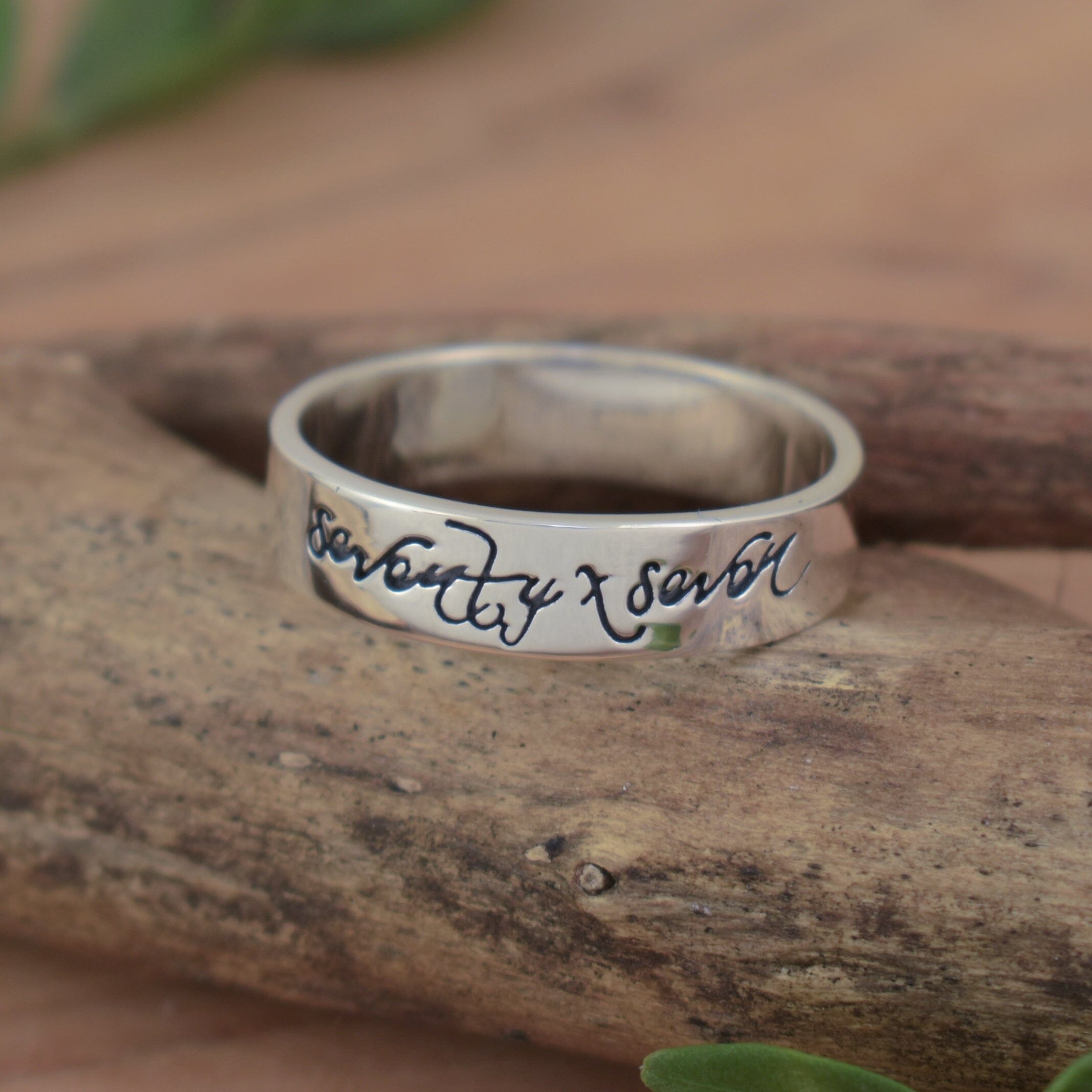 thin band Christian ring handcrafted in sterling silver with an inspirational meaning