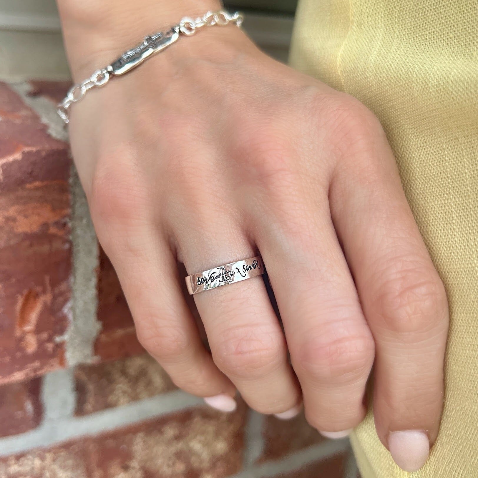thin inspirational sterling silver band - Seventy X Seven Ring