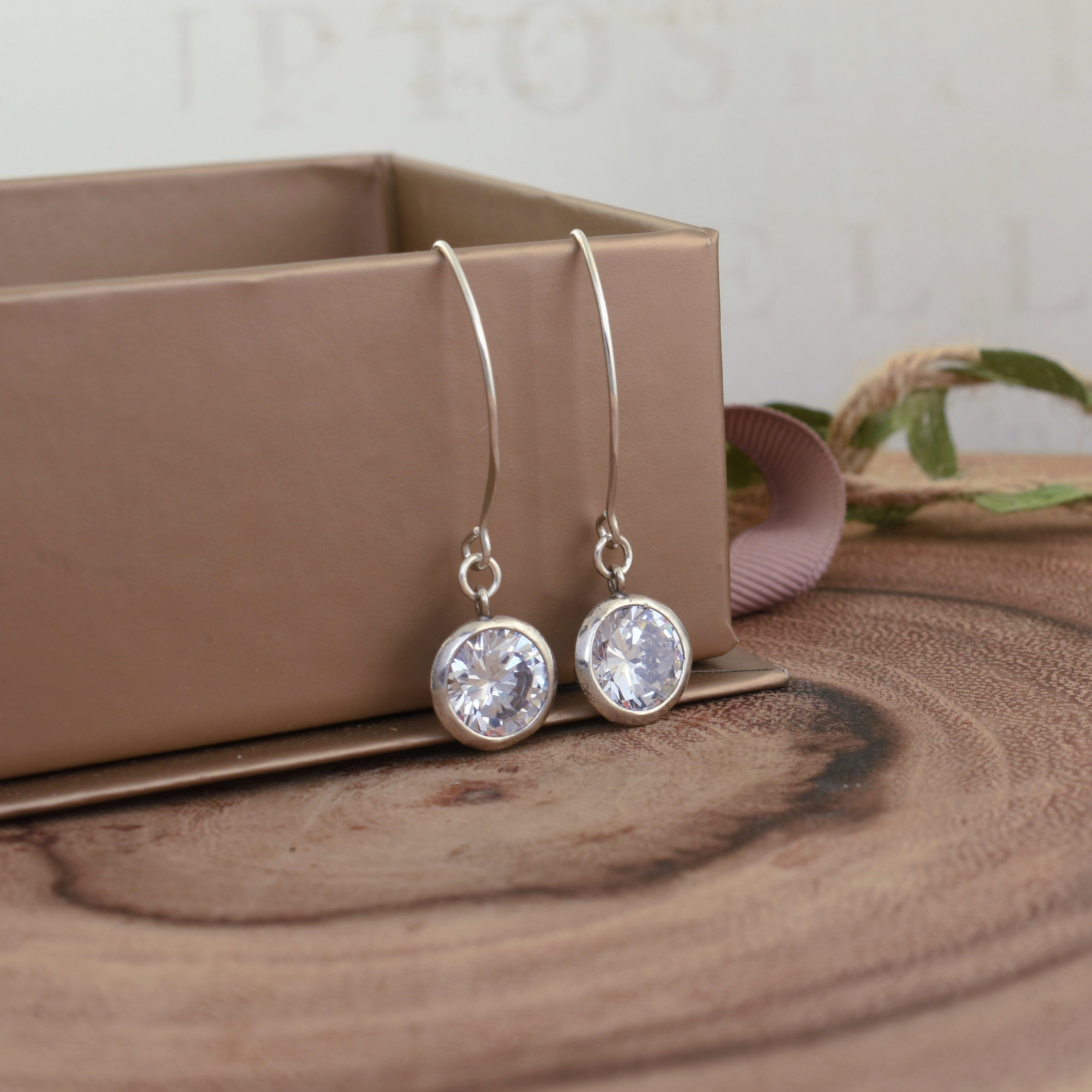 .925 sterling silver earrings with round CZ