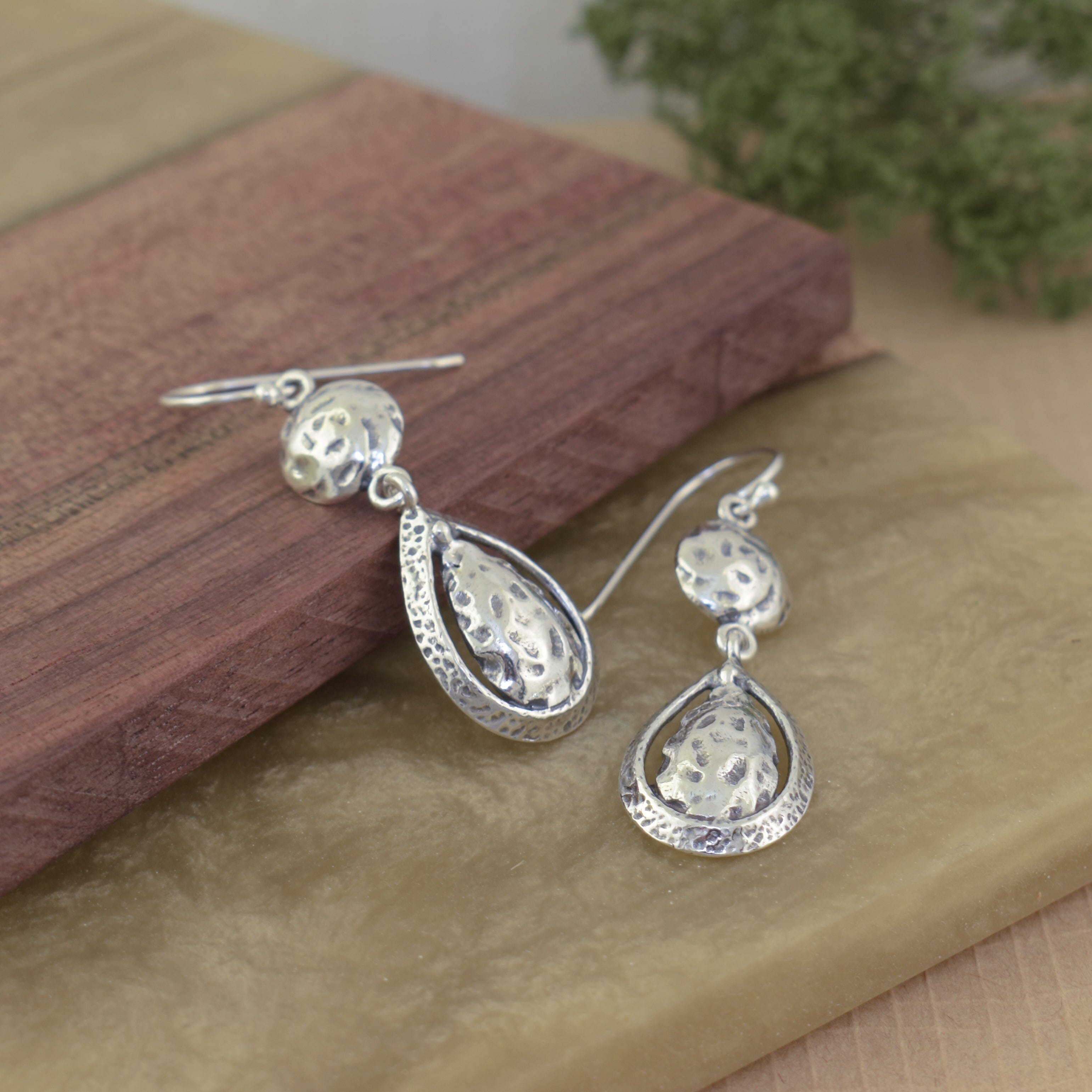 Hammered .925 sterling silver earrings on French hooks