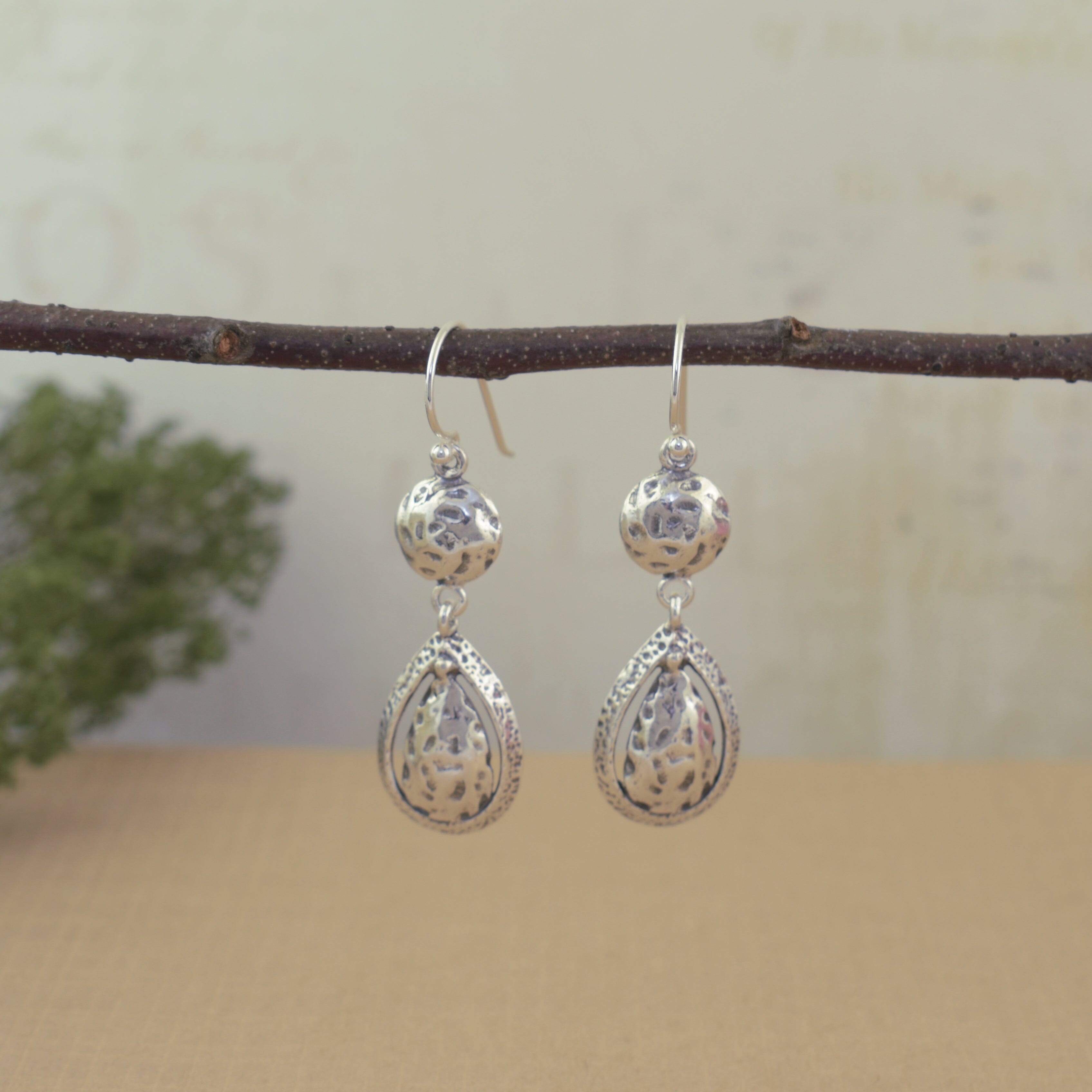 Designer-inspired sterling silver dangle earrings