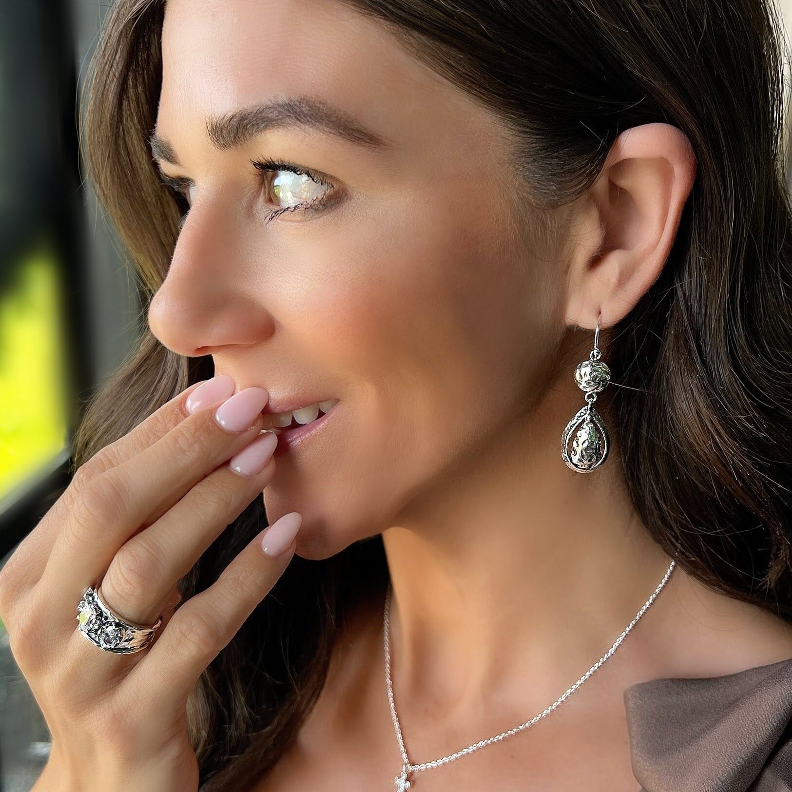 sterling silver handcrafted earrings hammered