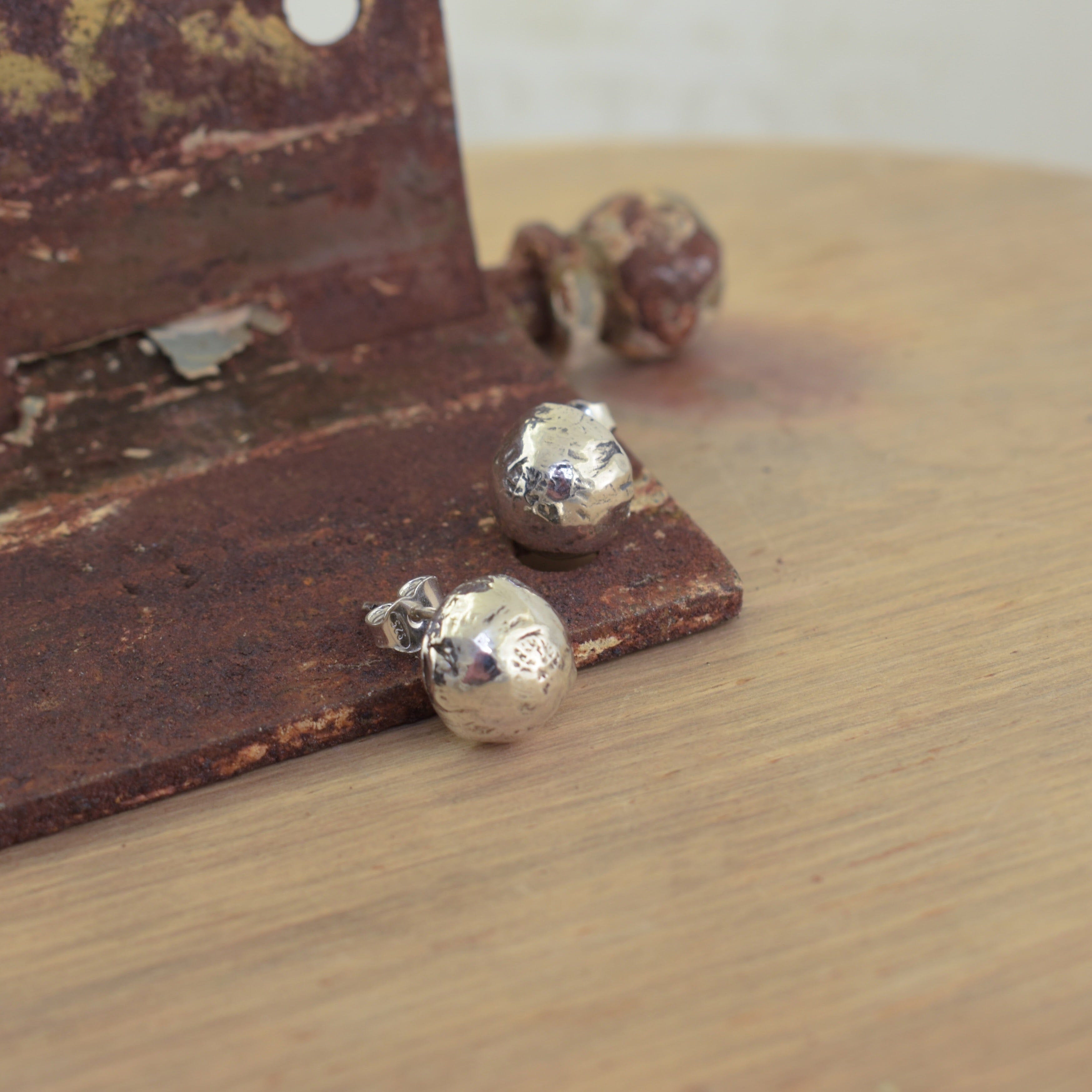 Sterling silver dome shape earrings on posts