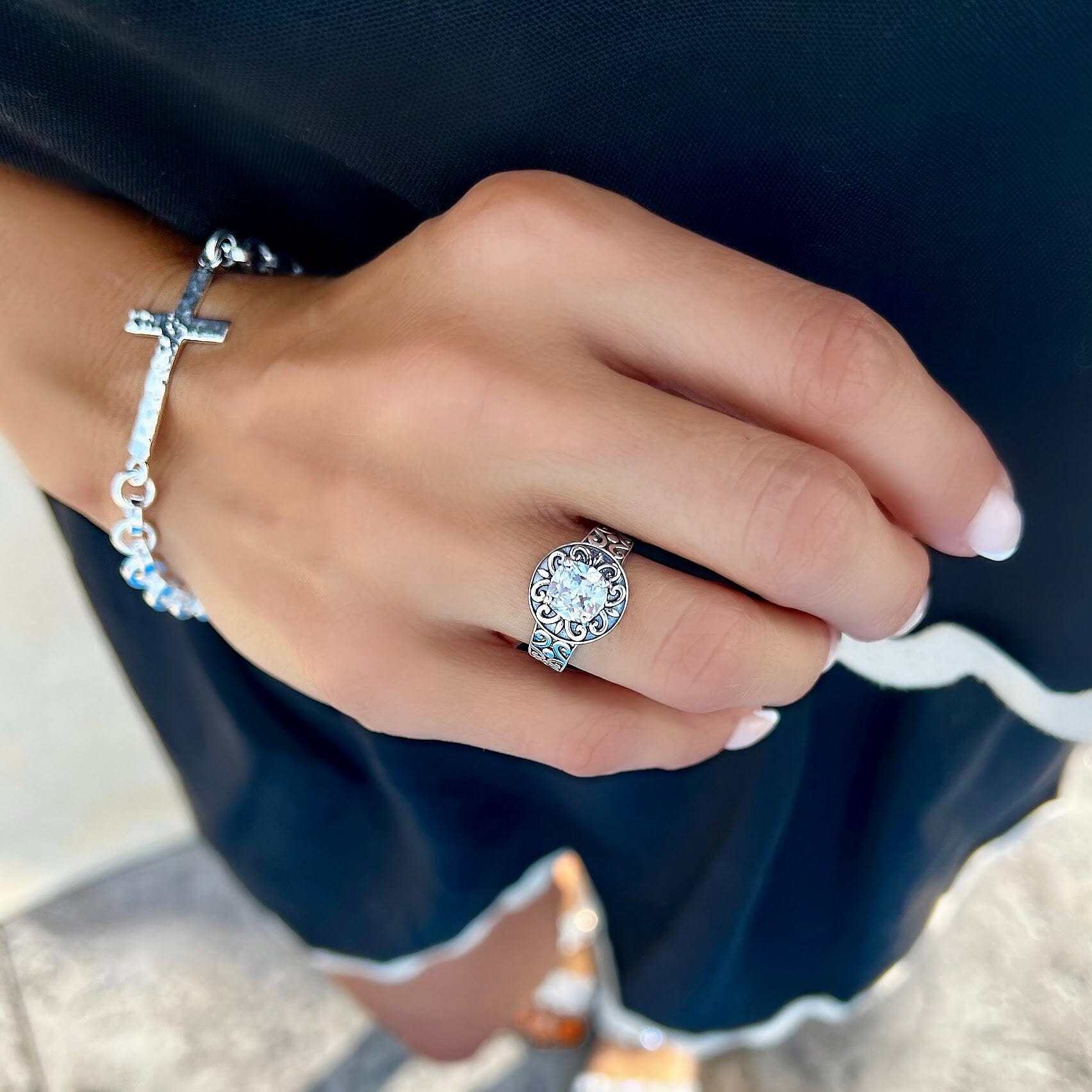 Clear CZ round stone bezel set