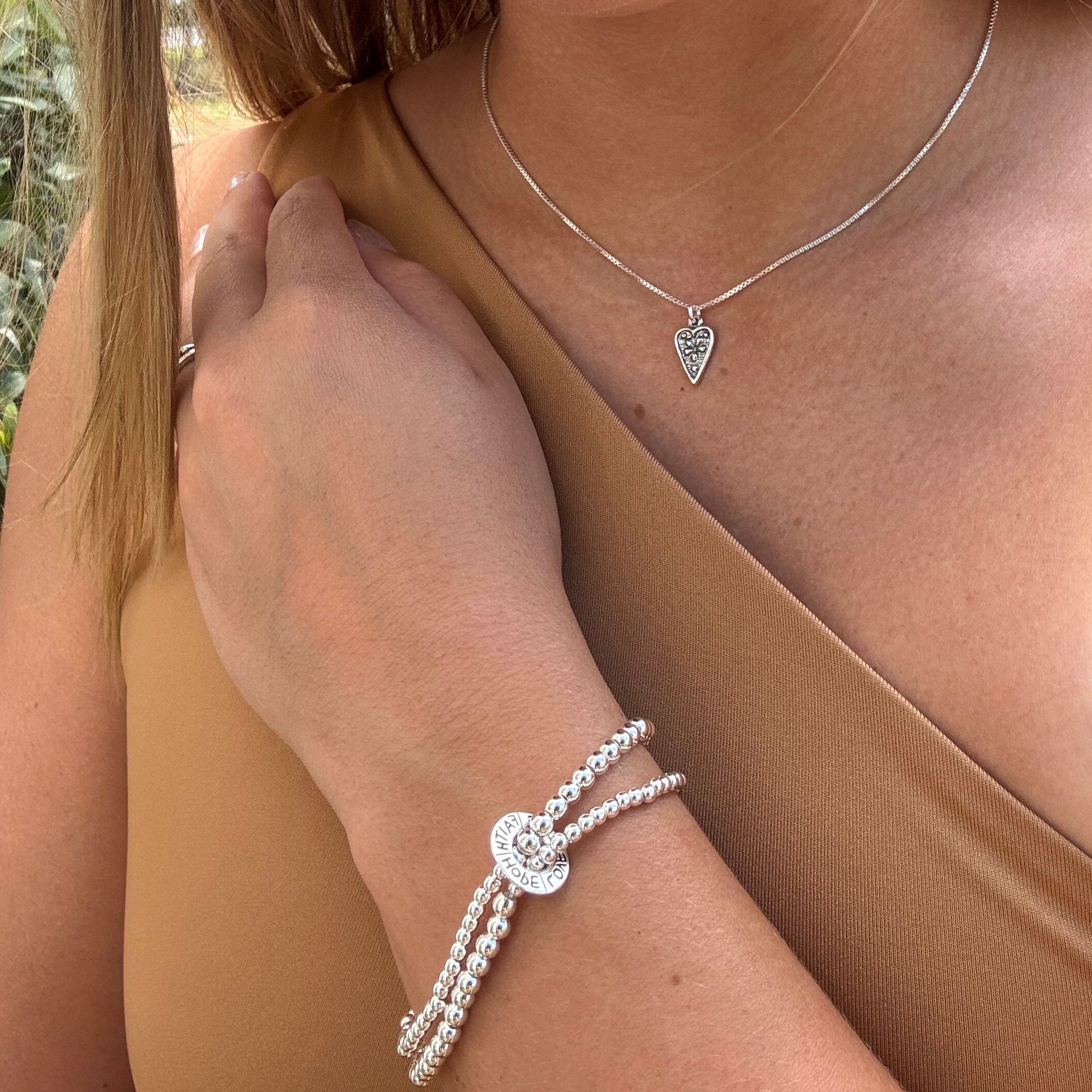 Live with Faith, Hope, and Love Bracelet paired with Straight from My Heart Necklace