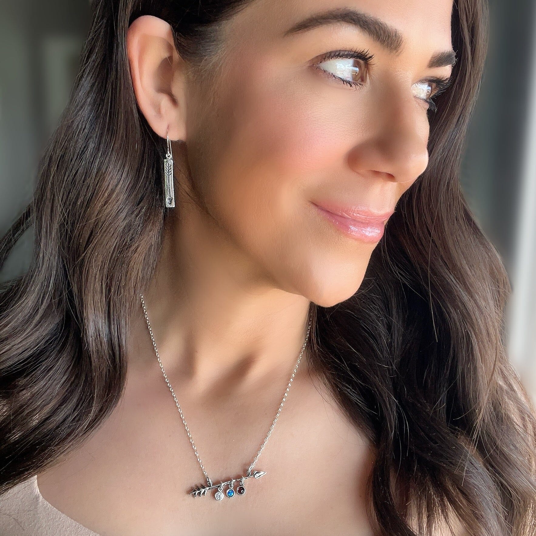 .925 silver bar arrow earrings