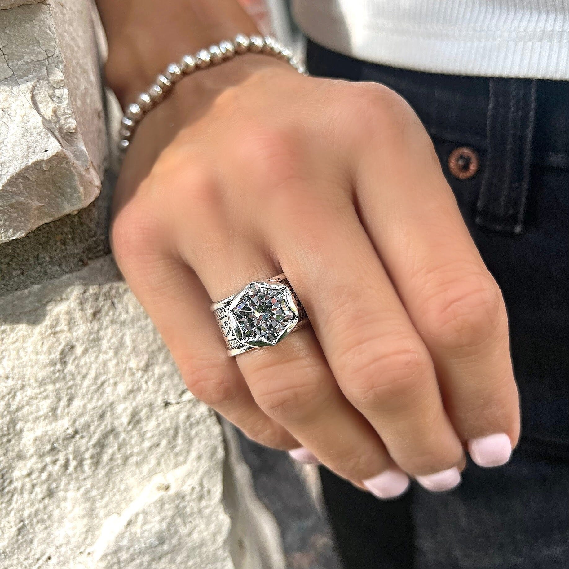 The Ritz Ring paired with the in cahoots bracelet