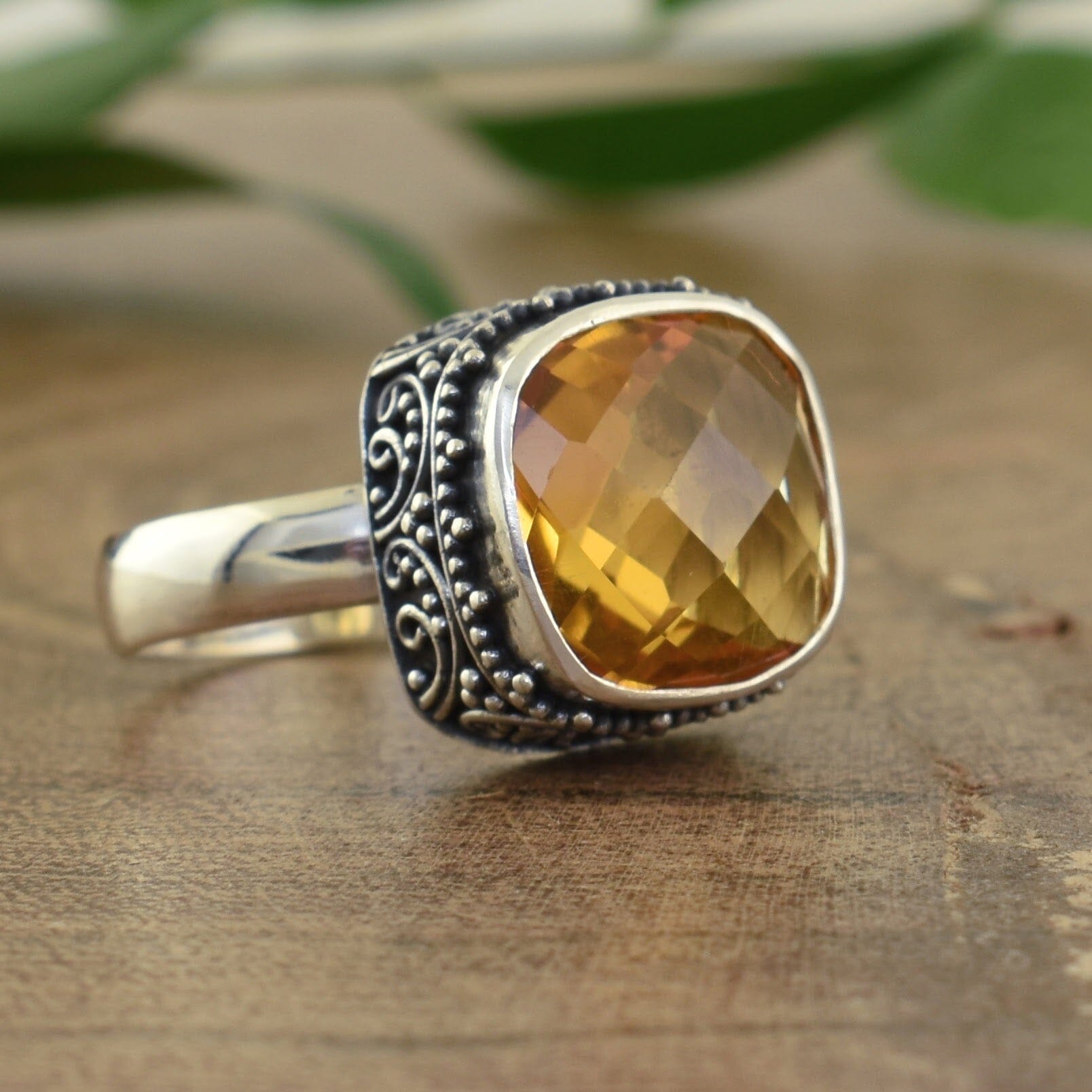 Sterling silver and citrine stone ring