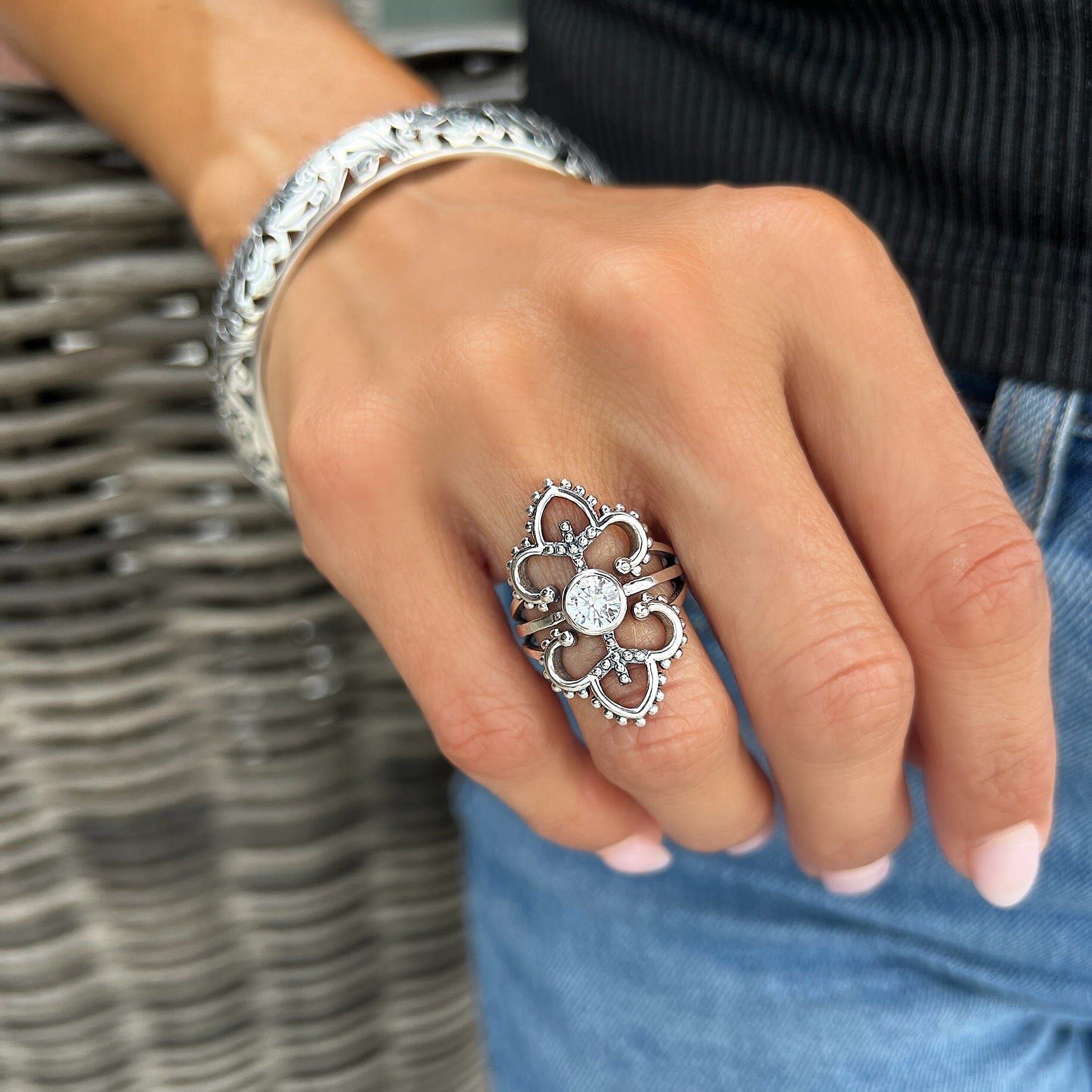 Sterling silver handcrafted sterling silver statement ring