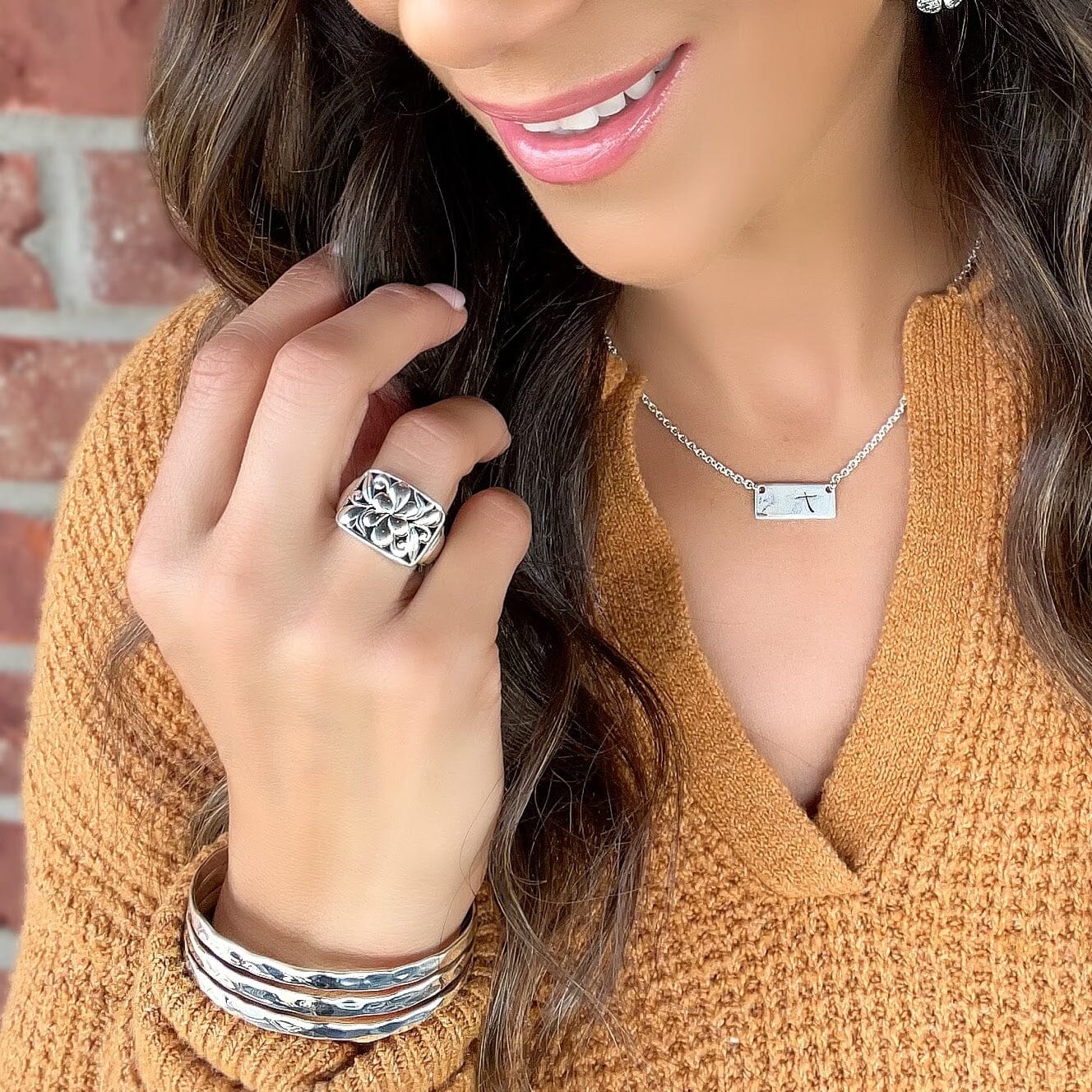 Venice Ring paired with Cross Bar and Off the Cuff Bracelet
