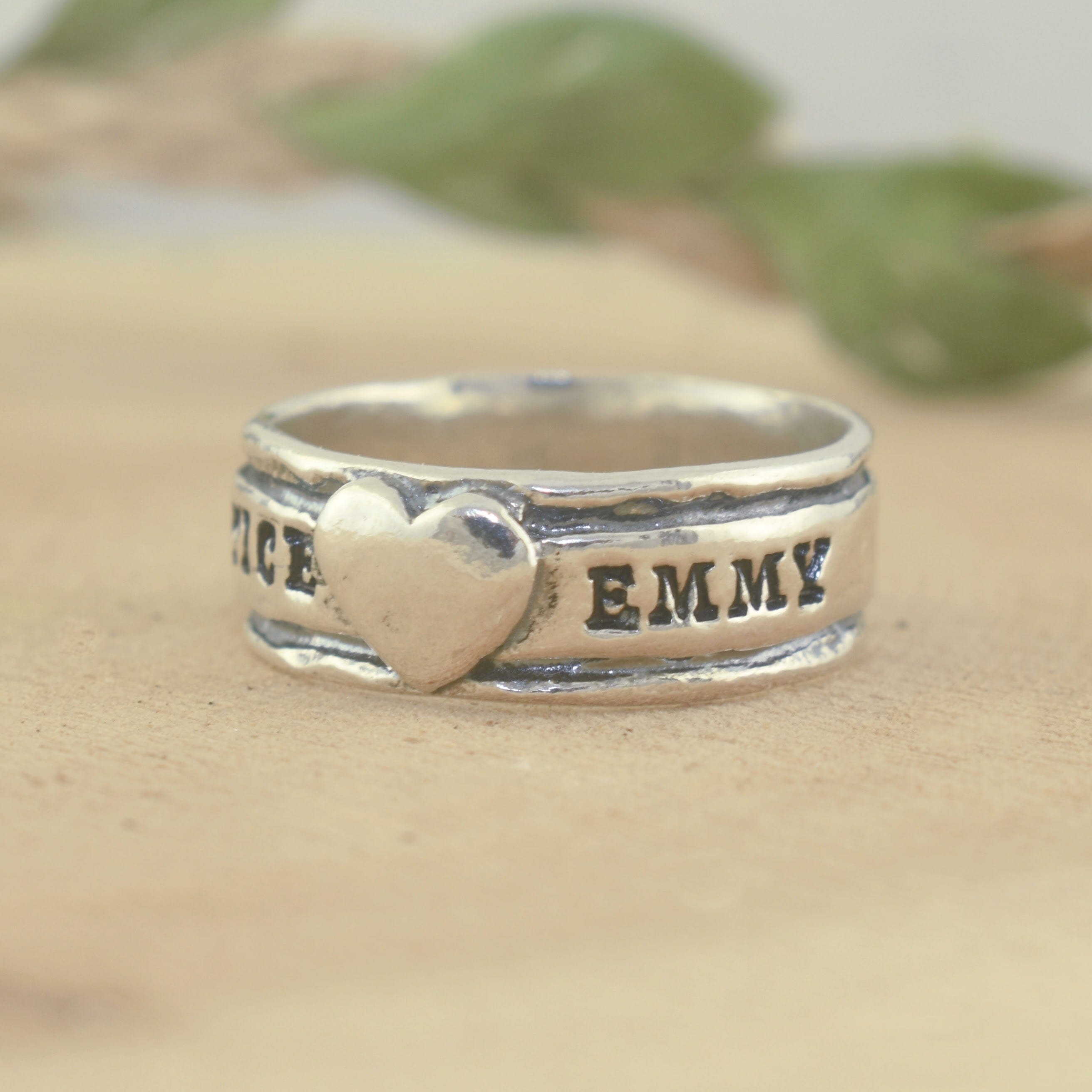 Handcrafted sterling silver personalized ring