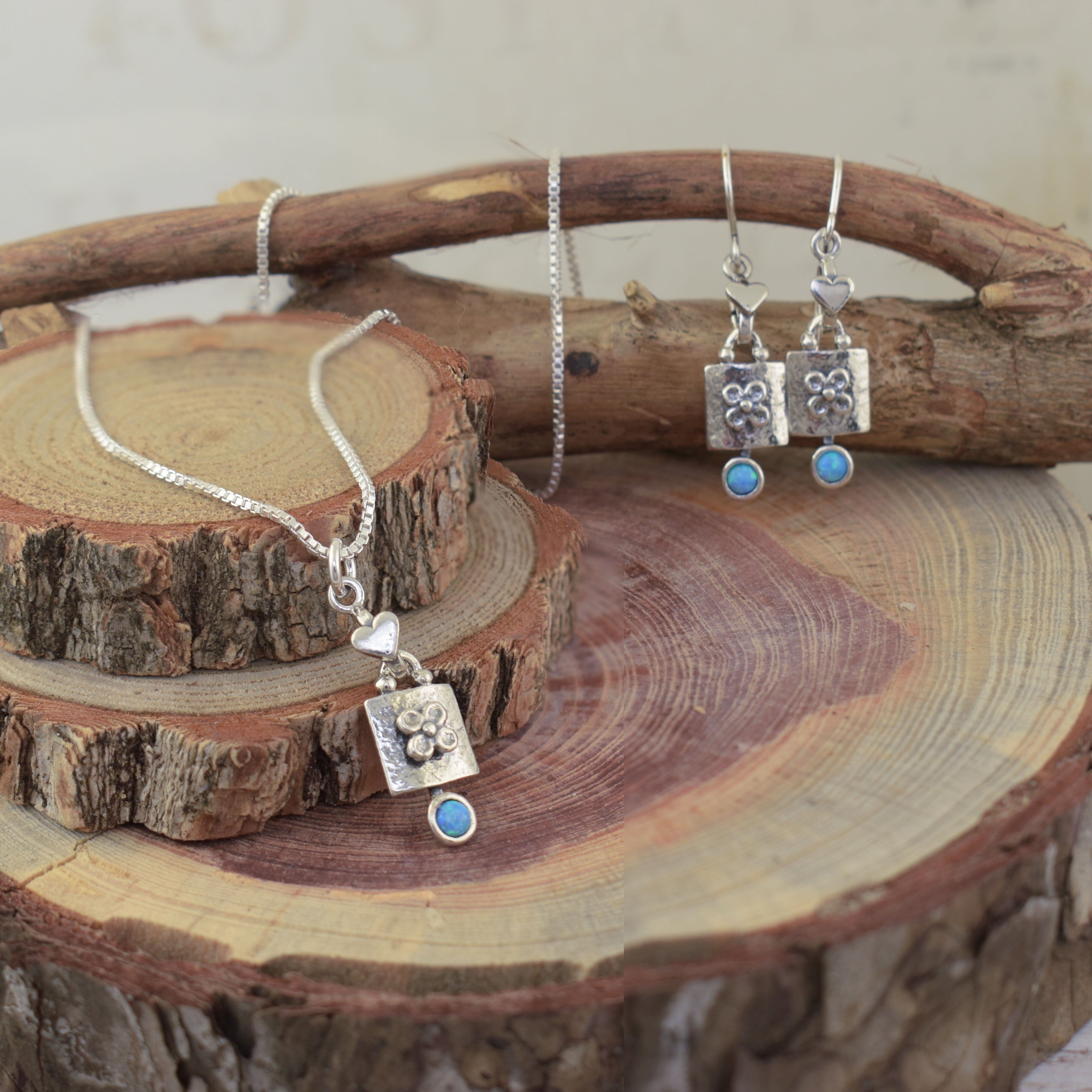Matching sterling silver and opal set Best Loved