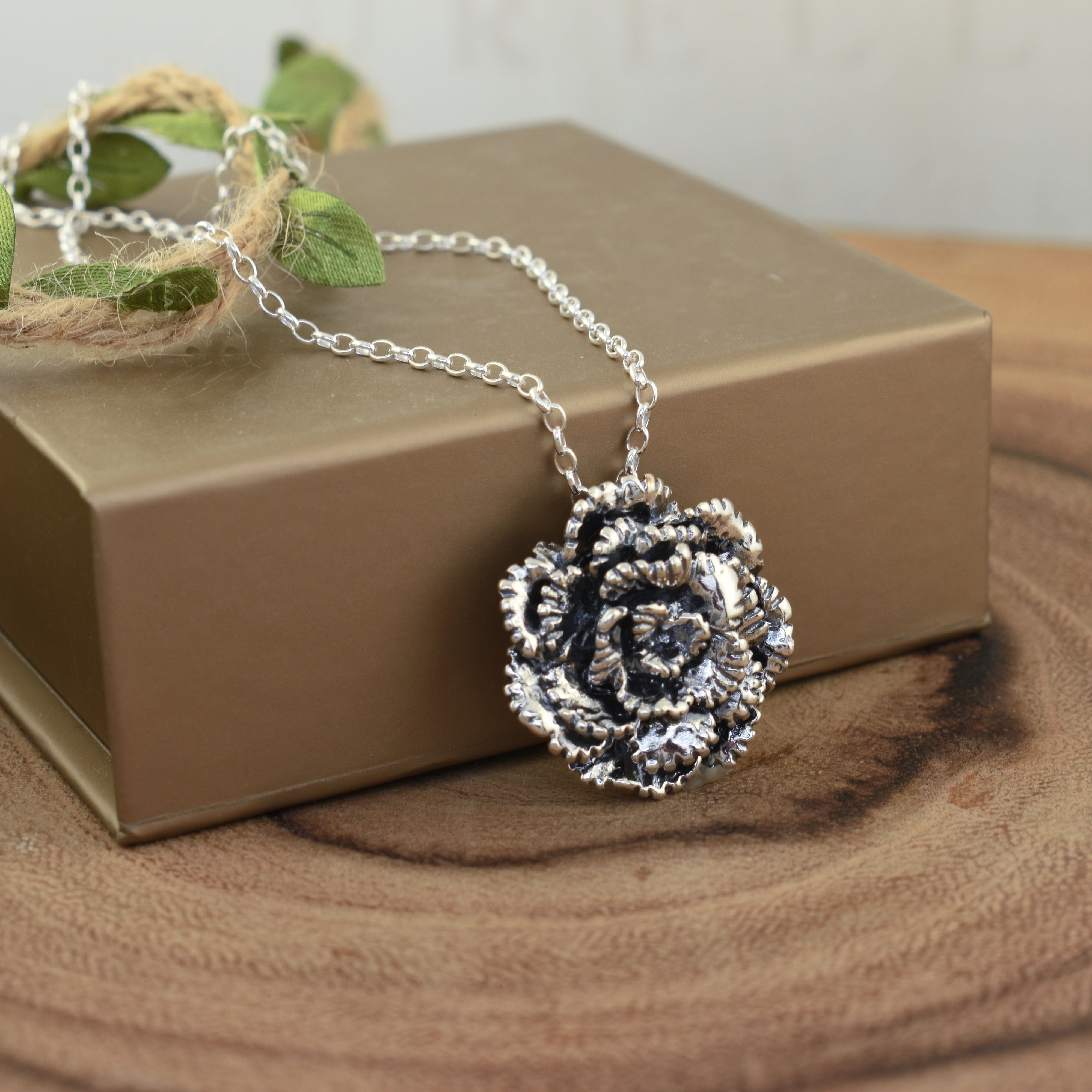 .925 sterling silver Carnation Necklace