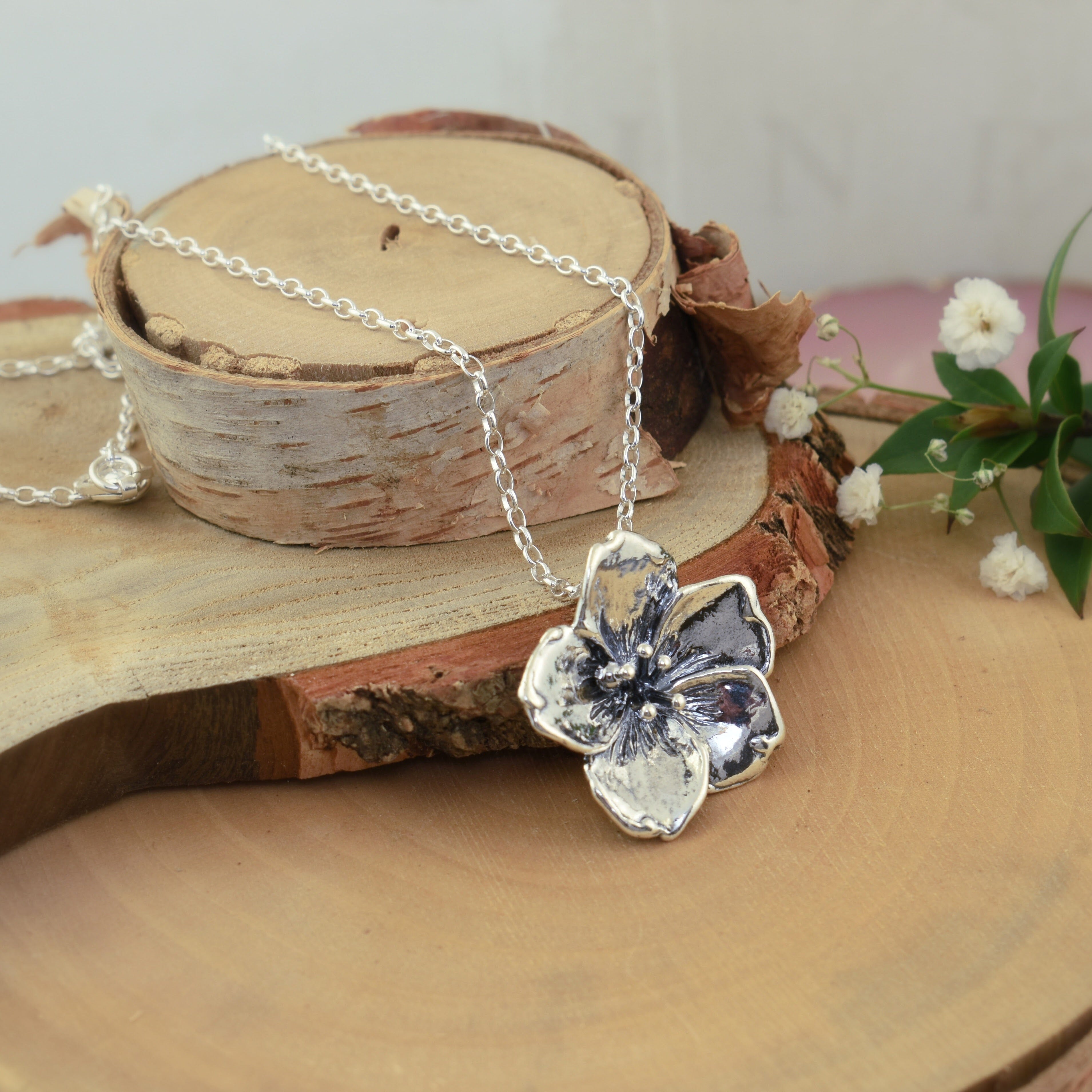 Cherry Blossom Necklace in sterling silver