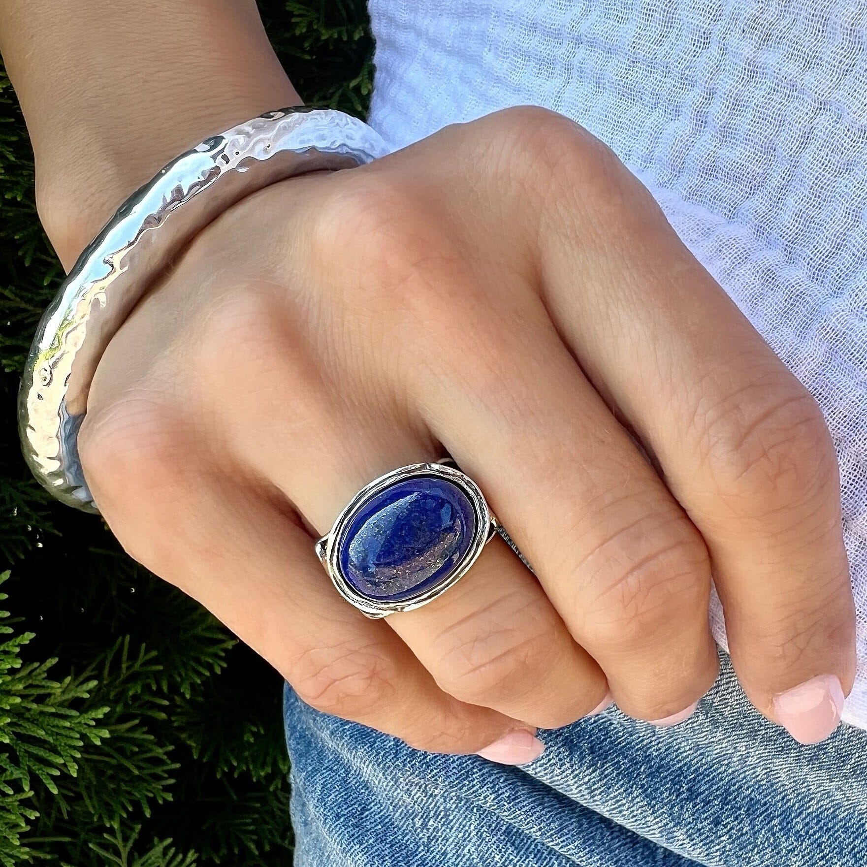Denim and Grace Ring paired with Sonoma Bangle