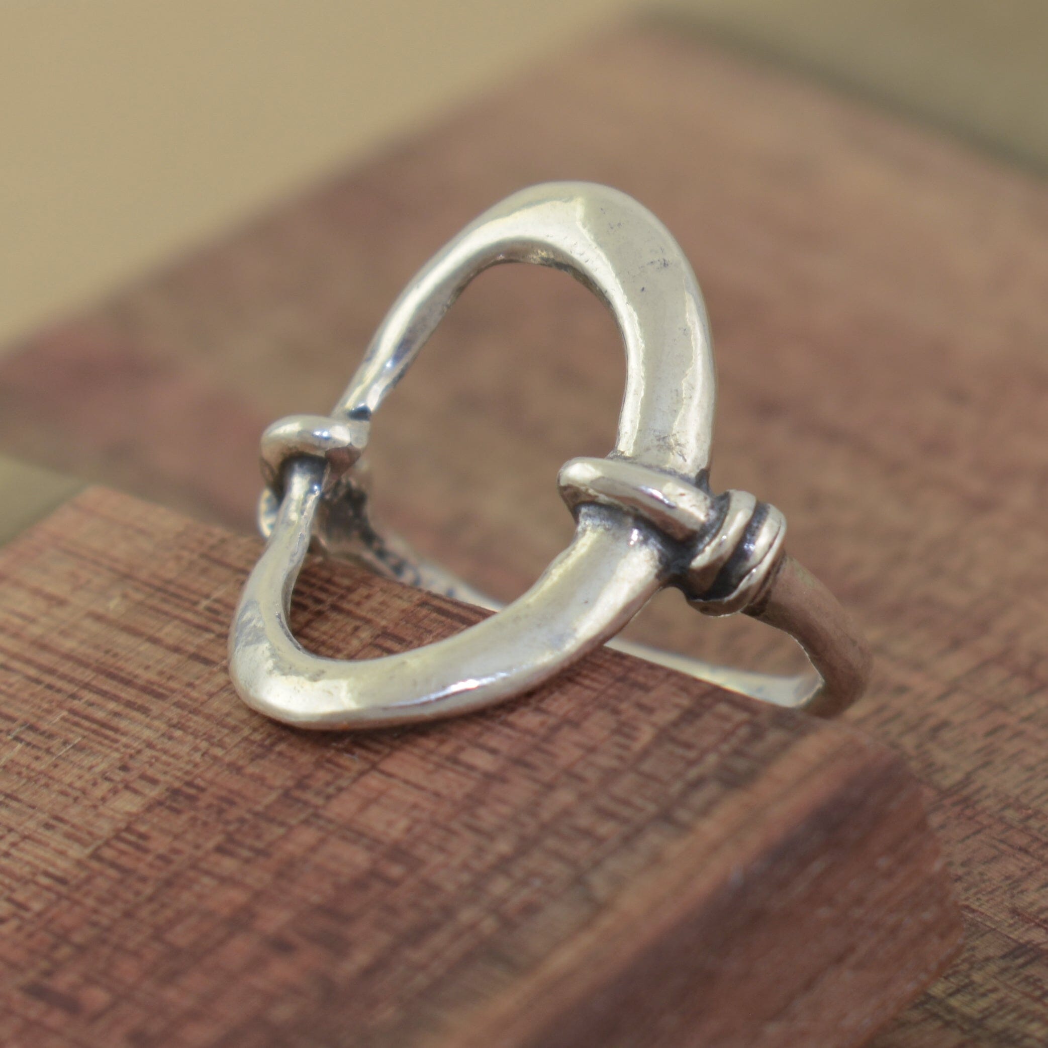 Oval cut out sterling silver ring