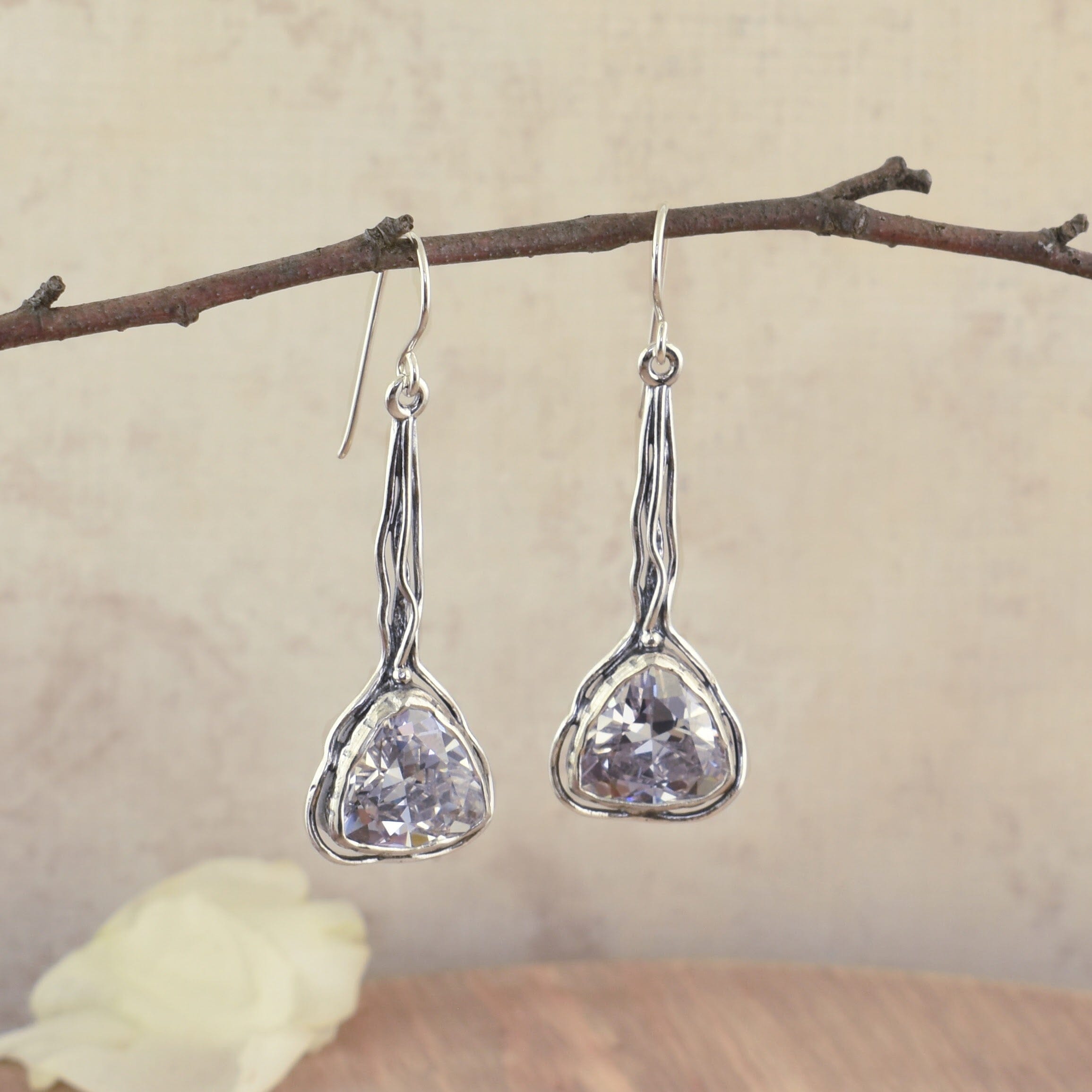 dangling sterling silver cz earrings - Made You Look