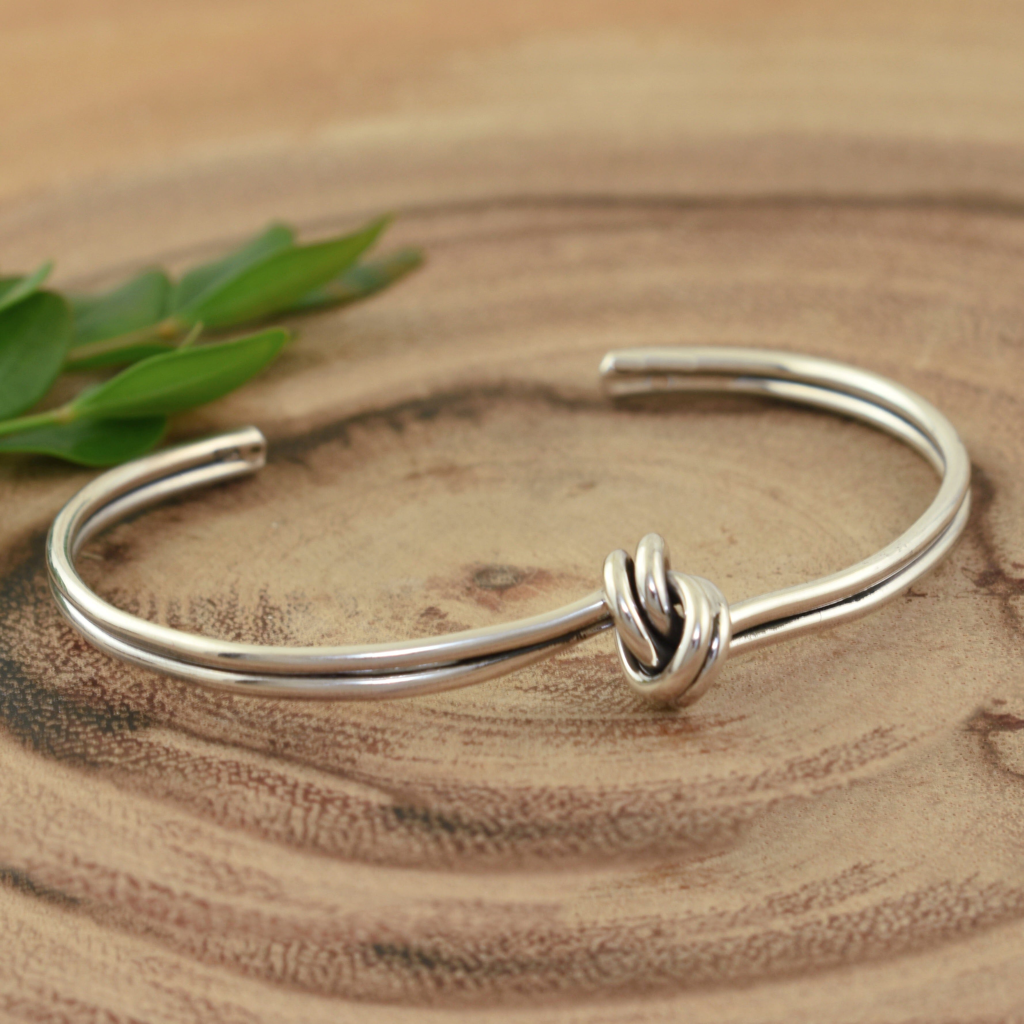 Knotted sterling silver cuff bracelet