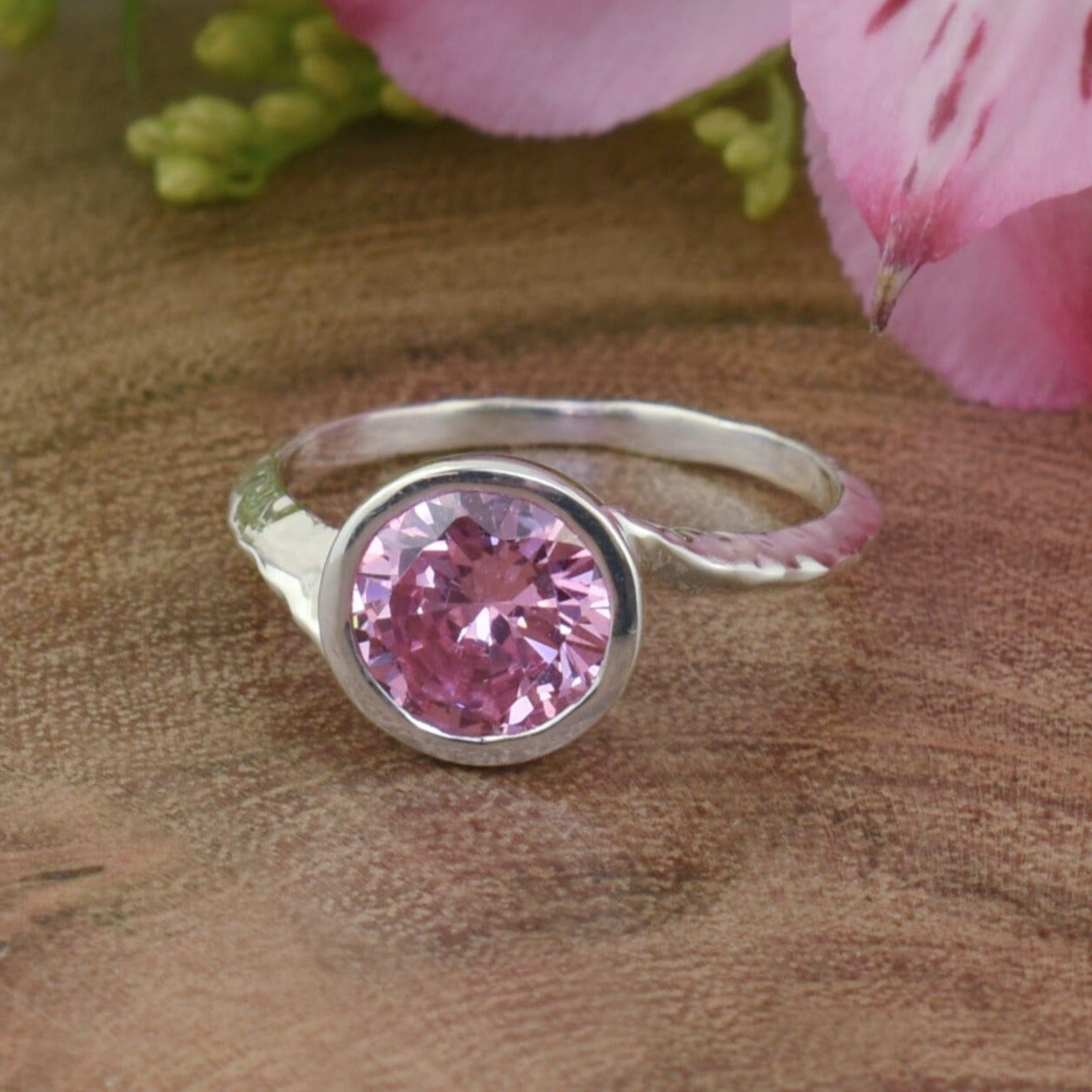 .925 sterling silver and pink cz ring - Pink Punch