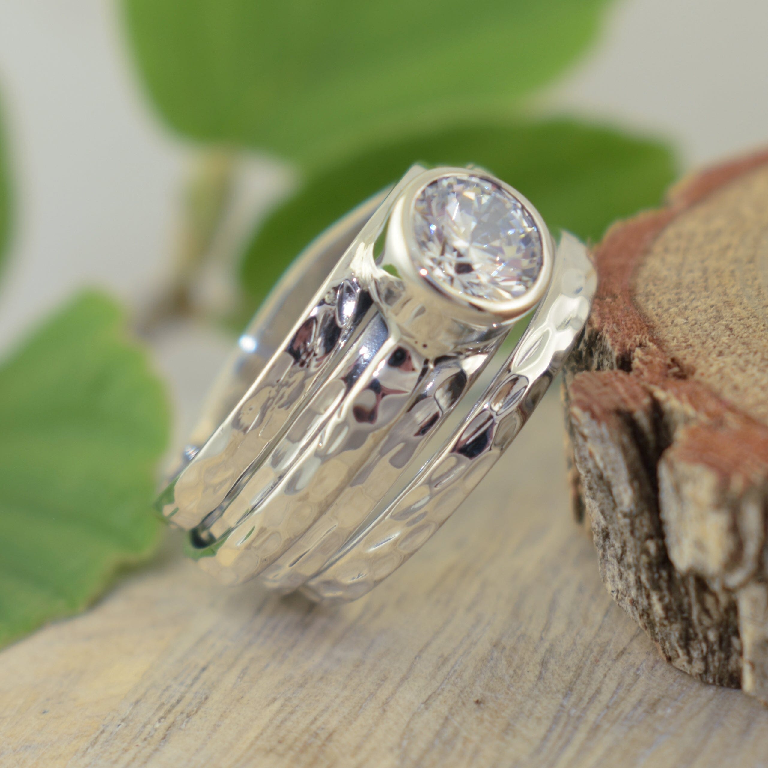 Sterling silver ring featuring round brilliant cubic zirconia