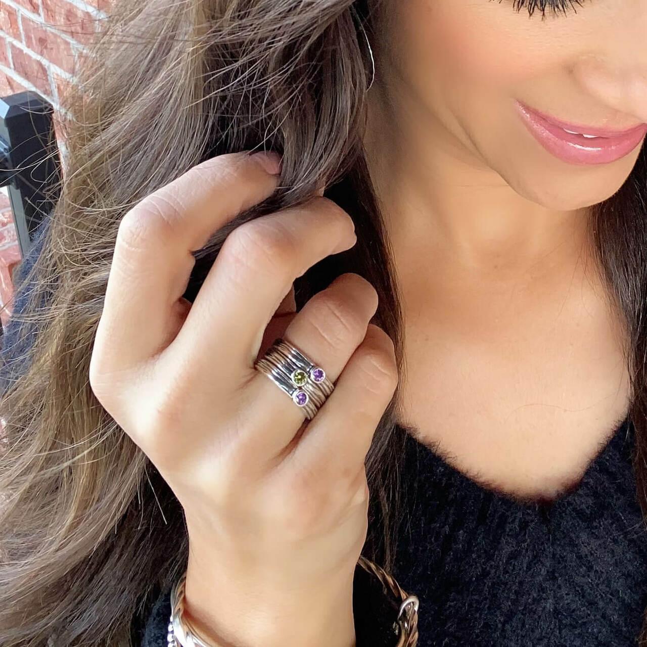 One Stone Rings Stacked