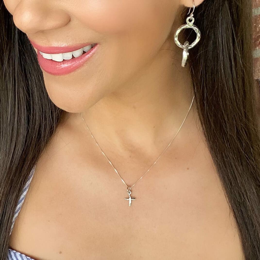 .925 sterling silver dainty cross necklace Believer