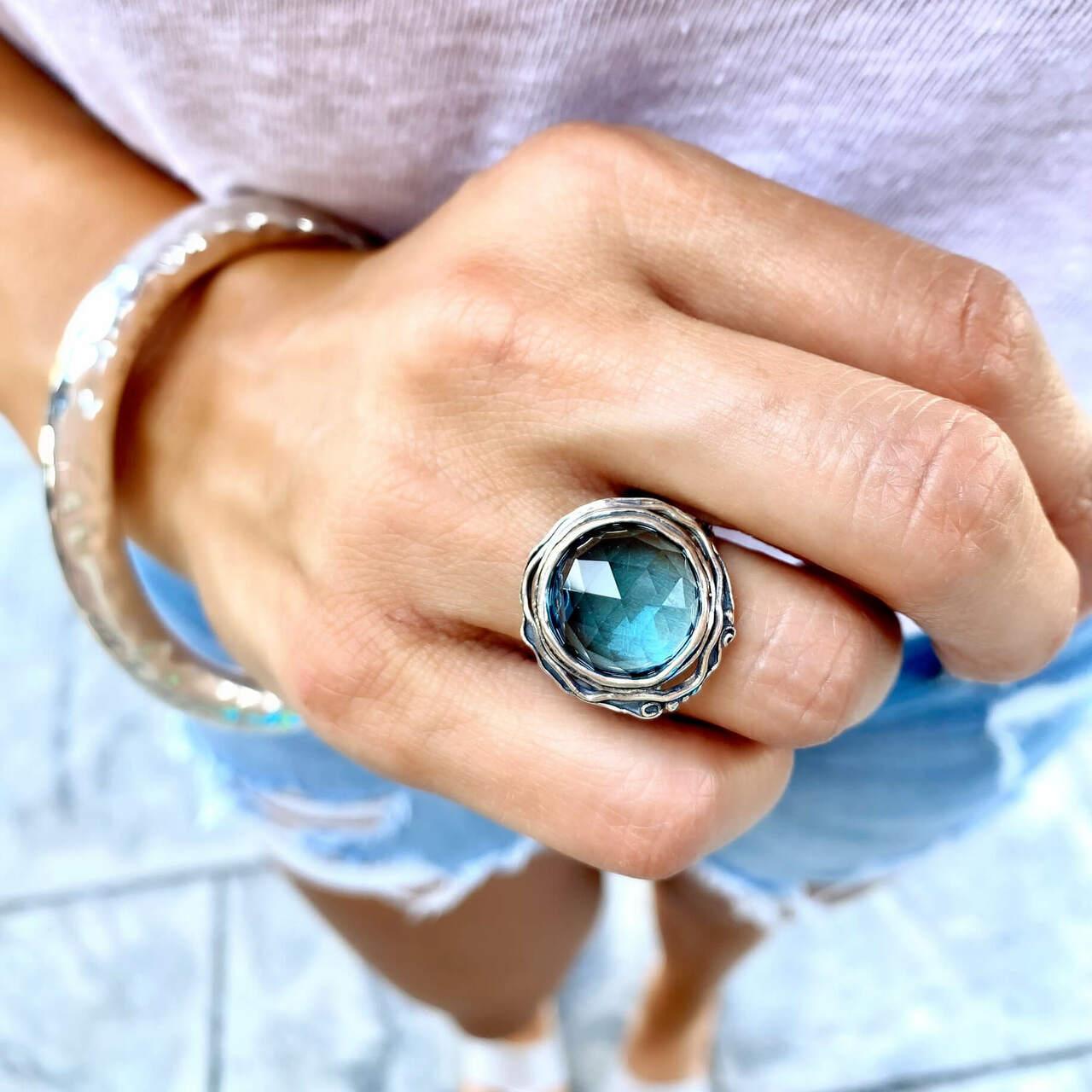 Cool Waters Ring in handcrafted sterling silver and Sonoma Bracelet