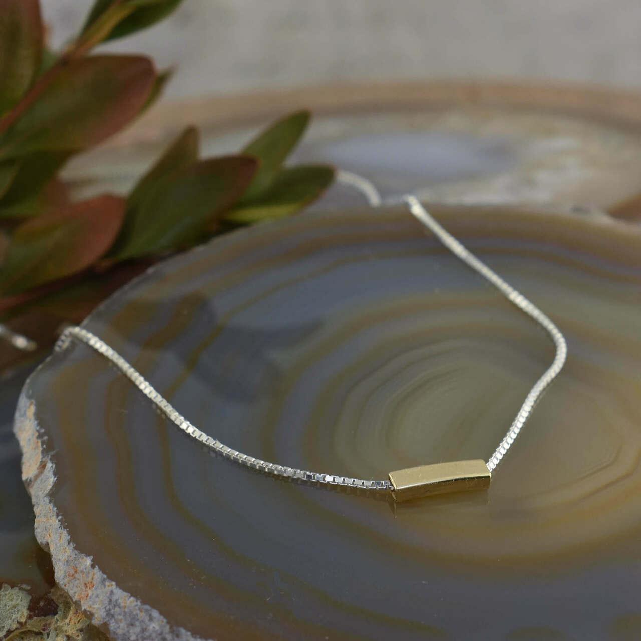 Minimalist sterling silver and vermeil two toned necklace