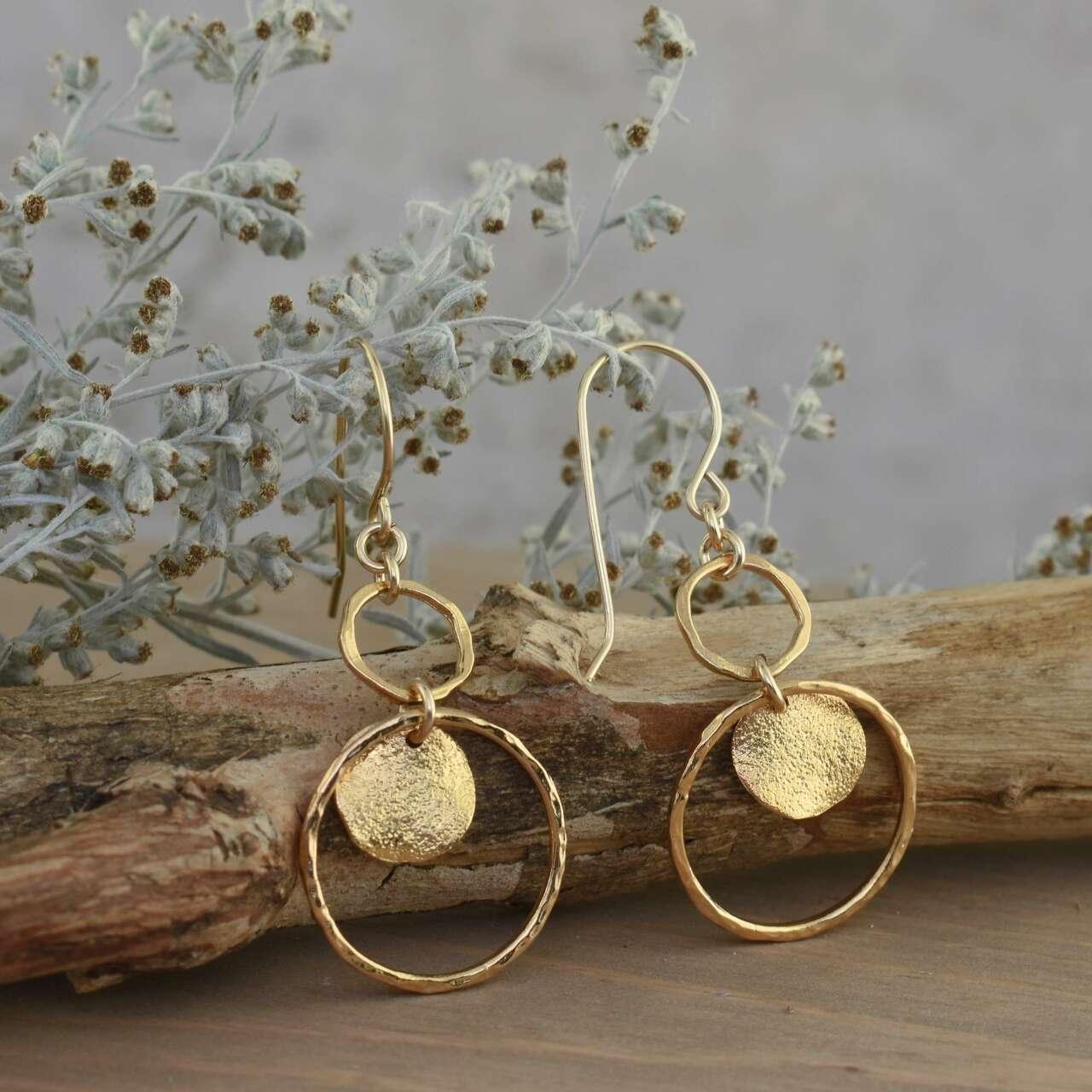 Gold Crushing Earrings in handcrafted vermeil