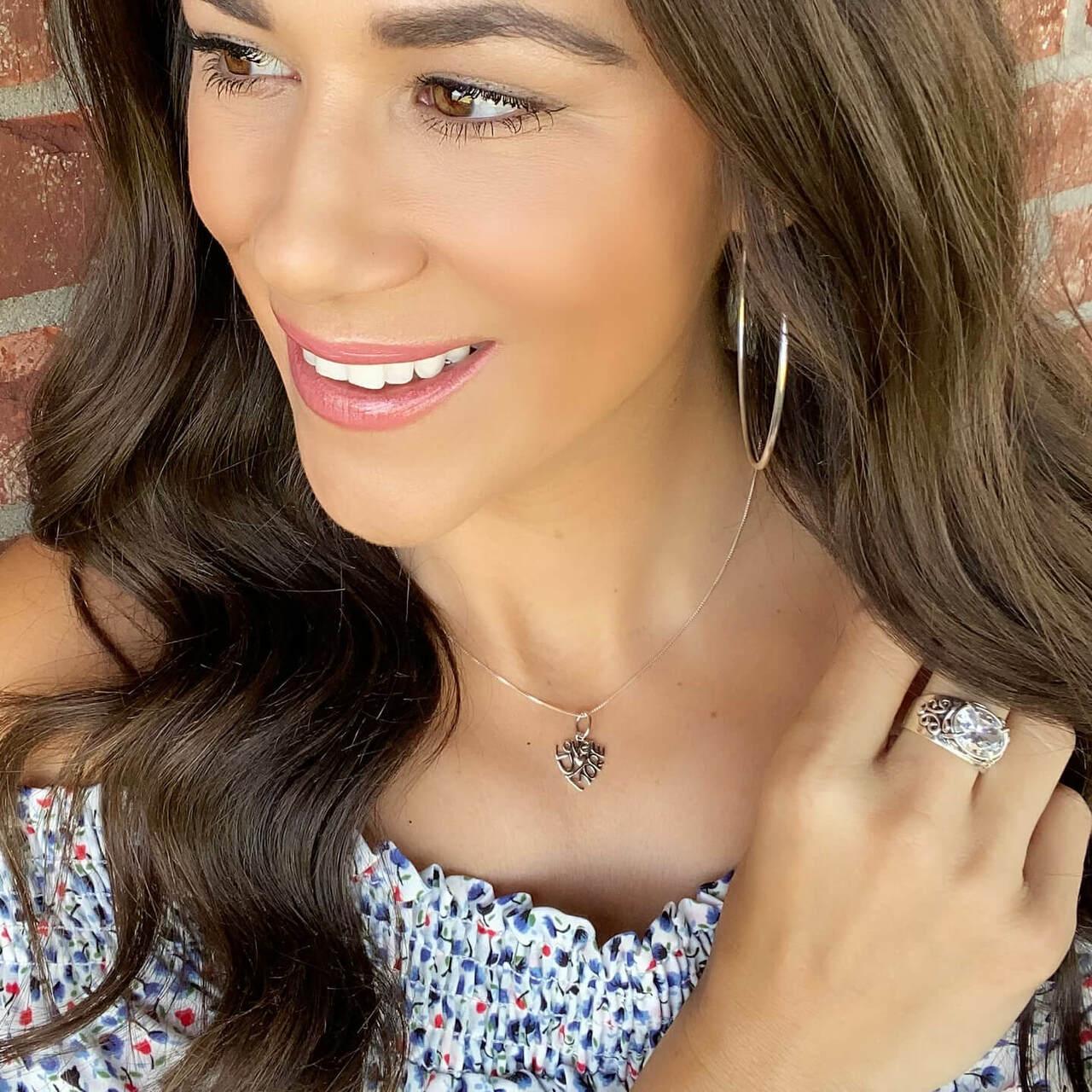 Love U More Necklace paired with Eye Candy Ring and Simply the Best Hoop Earrings