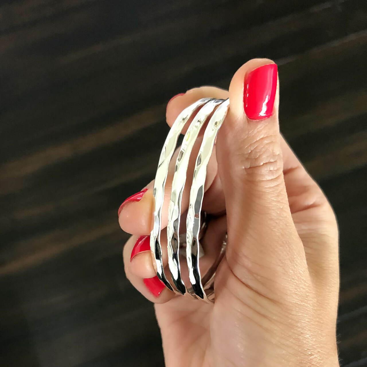 Hammered sterling silver bangle