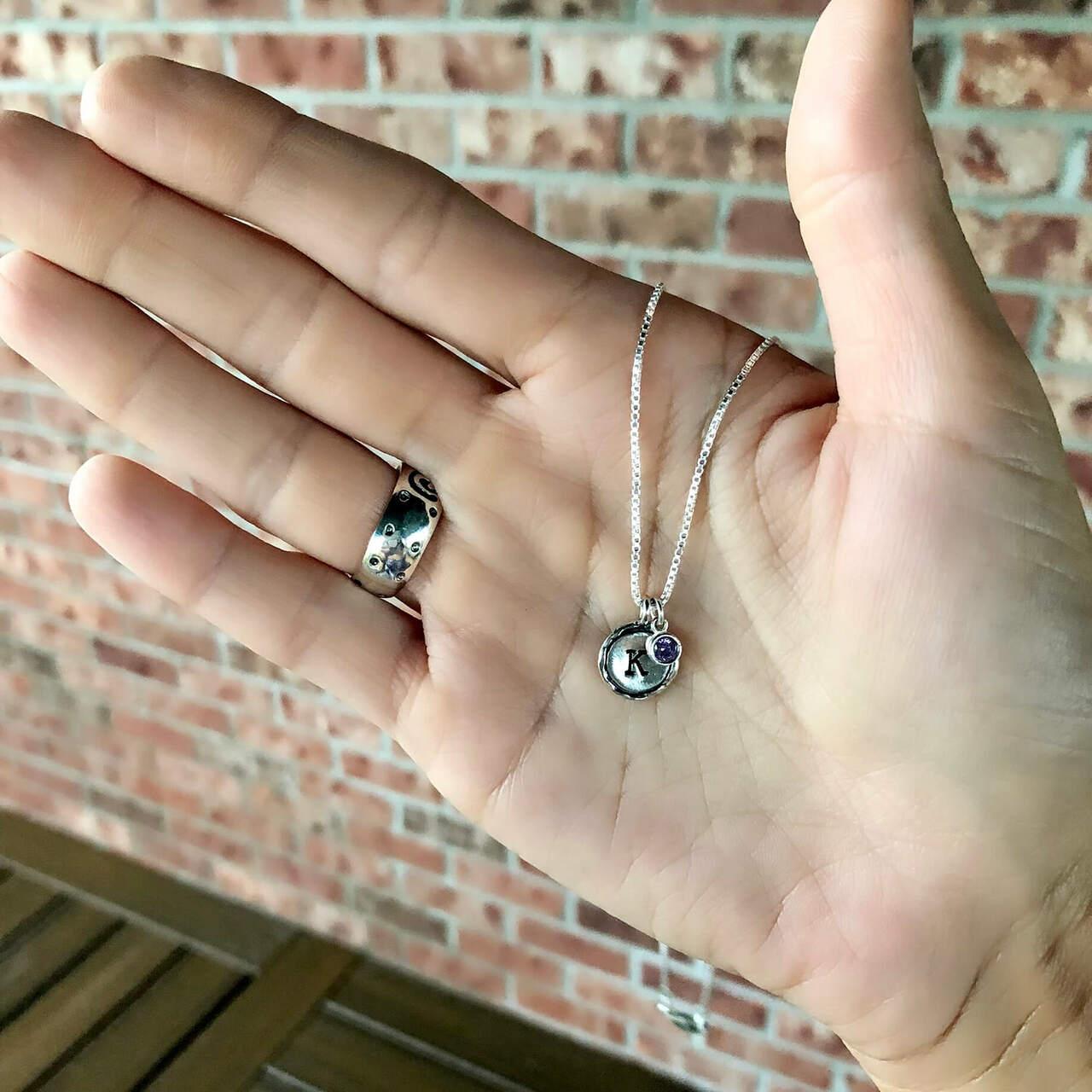 .925 sterling silver personalized necklace - You select the birthstone and the initial!