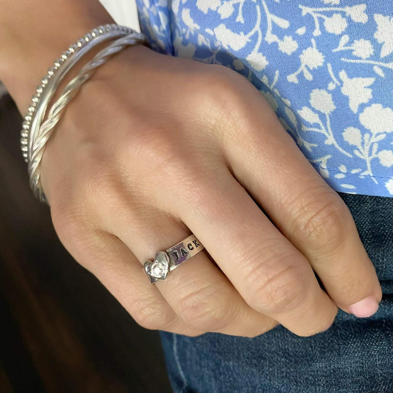 Personalized Heart Birthstone Ring with All the Rage Bangle